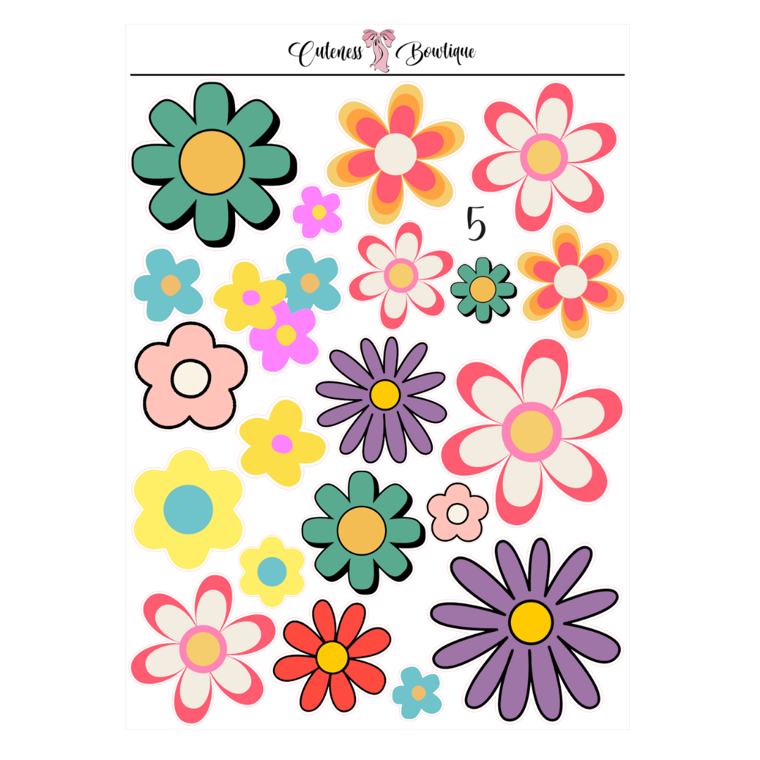 The Deco Elements Collection Sticker Sheet | Cuteness Planner Stickers for Agendas, Planners, Notebooks, Dividers | CLASSIC CUTENESS 90's Edition DECORATIVE ELEMENTS