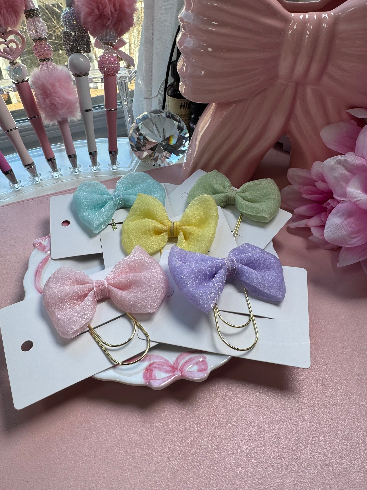 Elegant Pastel Bow Planner Clips