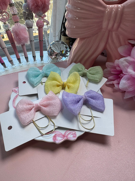 Elegant Pastel Bow Planner Clips