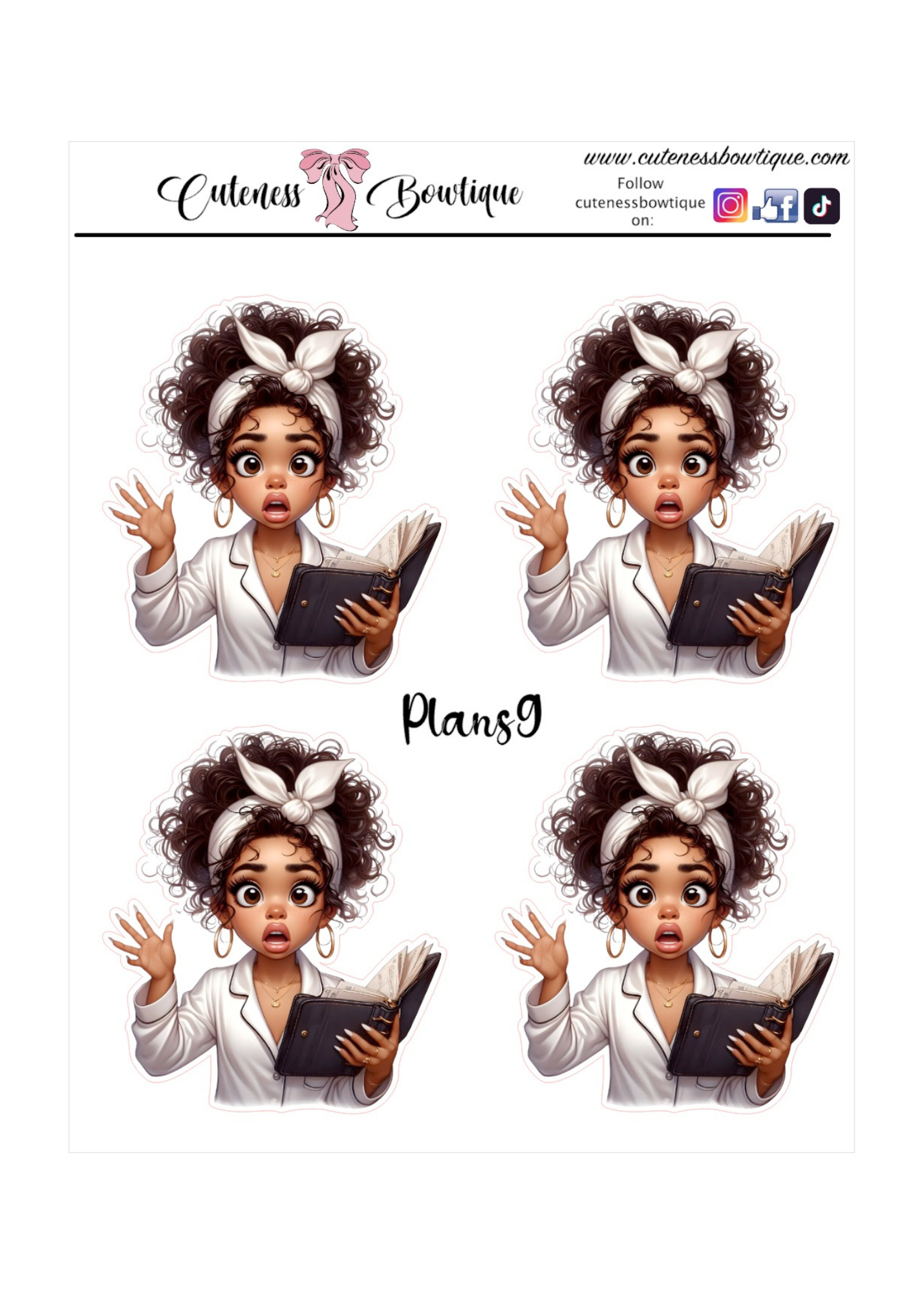 The Cuteness Doll Collection Sticker Sheet | Cuteness Planner Stickers for Agendas, Planners, Notebooks, Dividers | QUIRKY PLANS 1-13