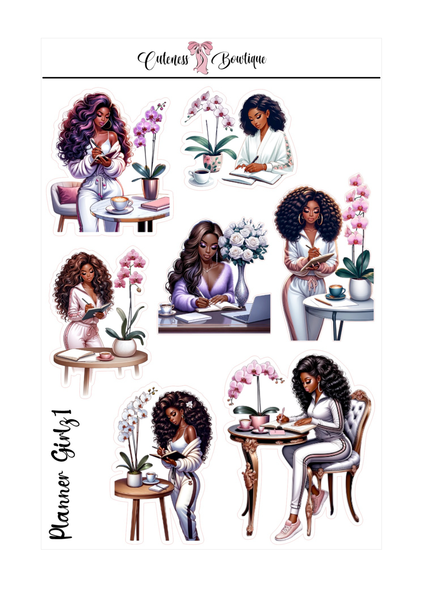 The Cuteness Doll Collection Sticker Sheet | Cuteness Planner Stickers for Agendas, Planners, Notebooks, Dividers | PLANNER GIRLZ