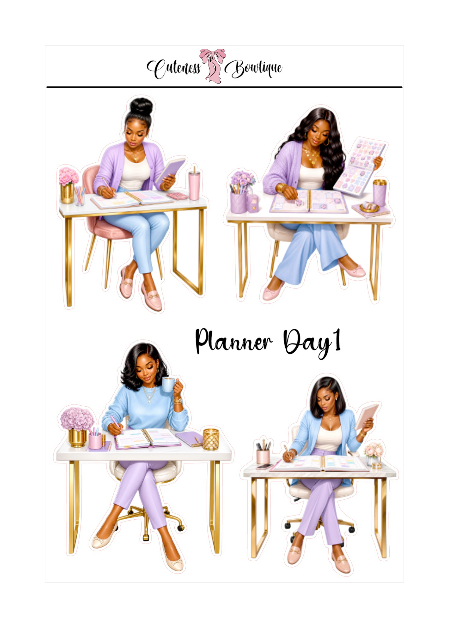 The Cuteness Doll Collection Sticker Sheet | Cuteness Planner Stickers for Agendas, Planners, Notebooks, Dividers | PLANNER DAYS