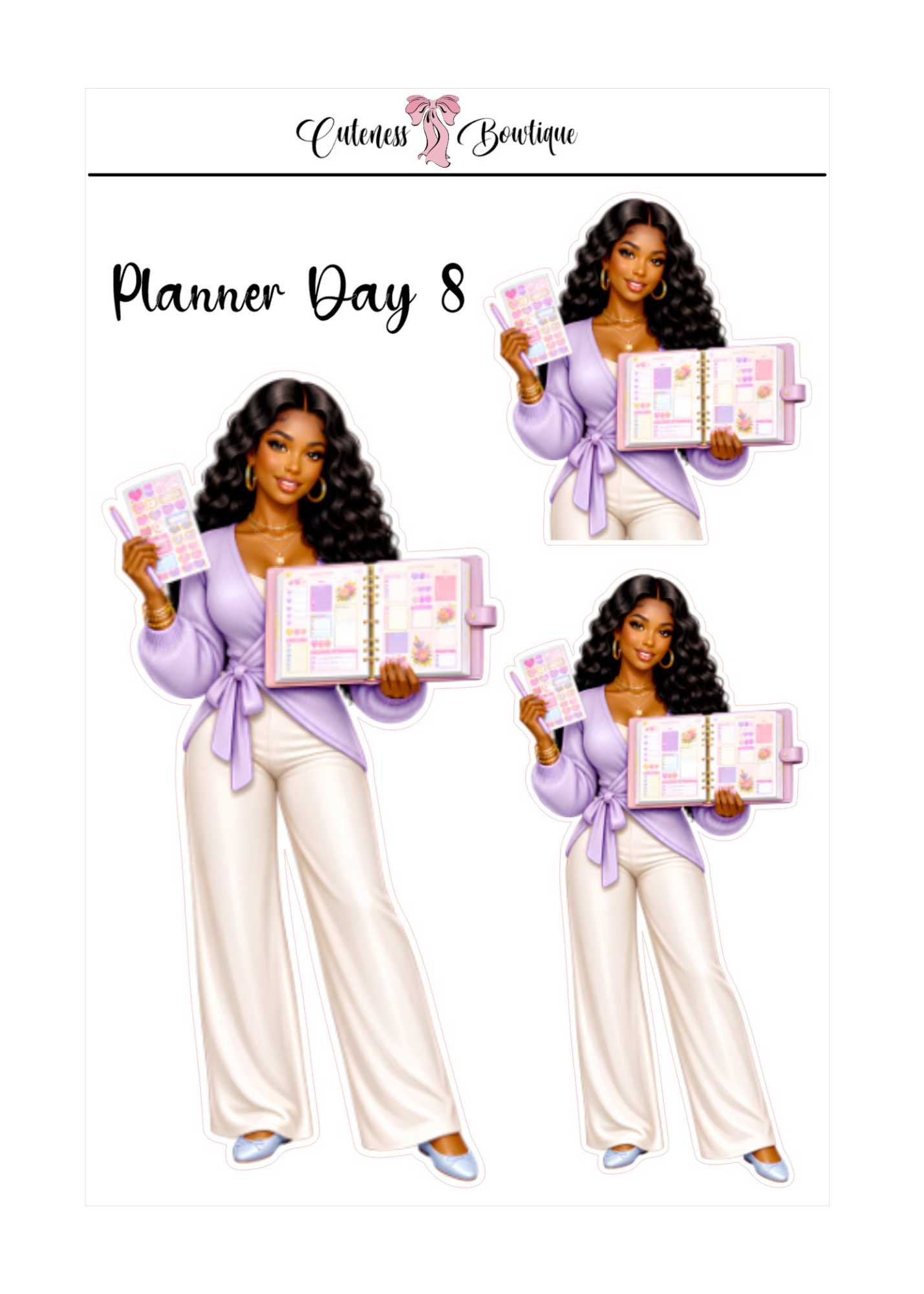 The Cuteness Doll Collection Sticker Sheet | Cuteness Planner Stickers for Agendas, Planners, Notebooks, Dividers | PLANNER DAYS