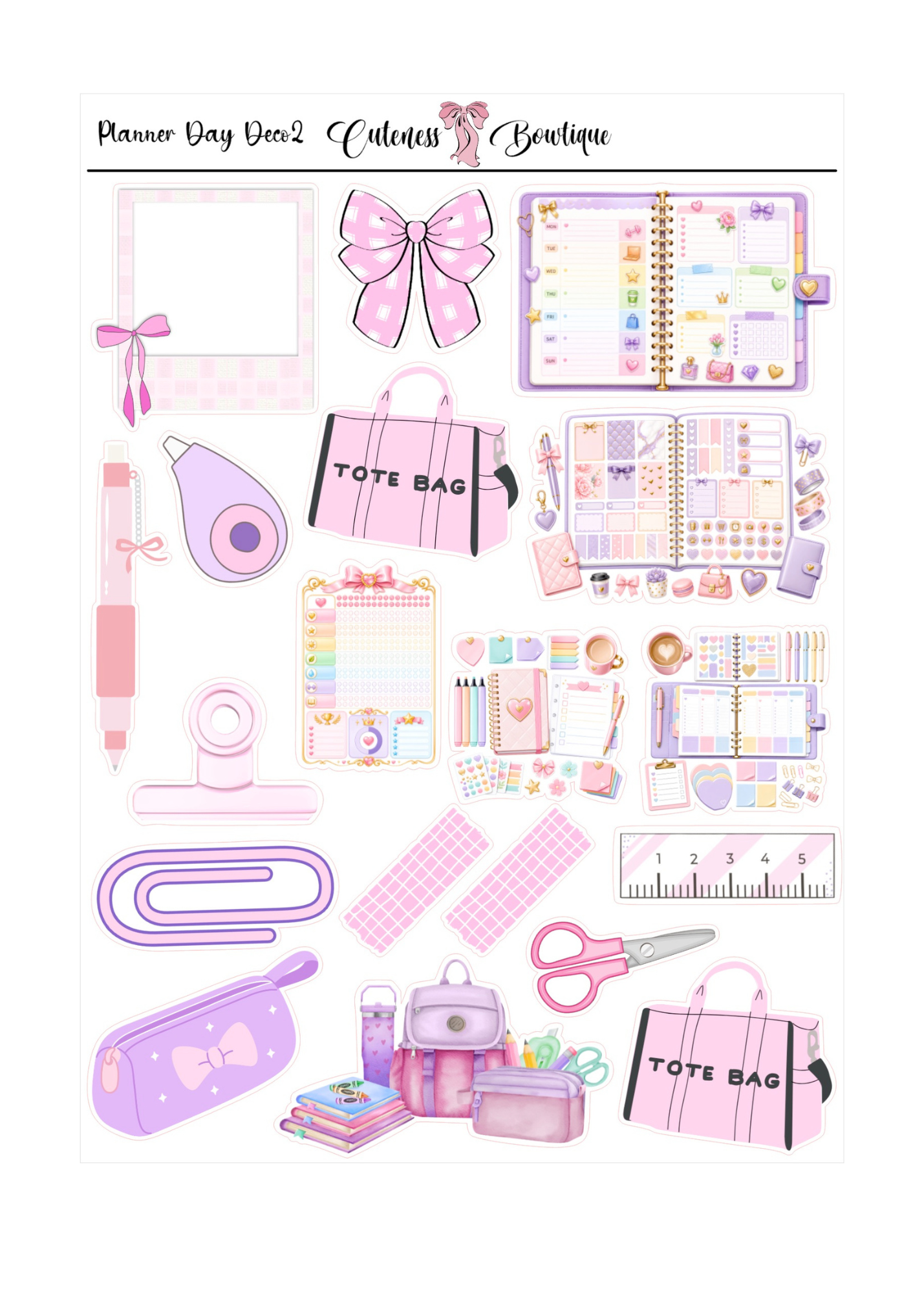 The Cuteness Doll Collection Sticker Sheet | Cuteness Planner Stickers for Agendas, Planners, Notebooks, Dividers | PLANNER DAYS