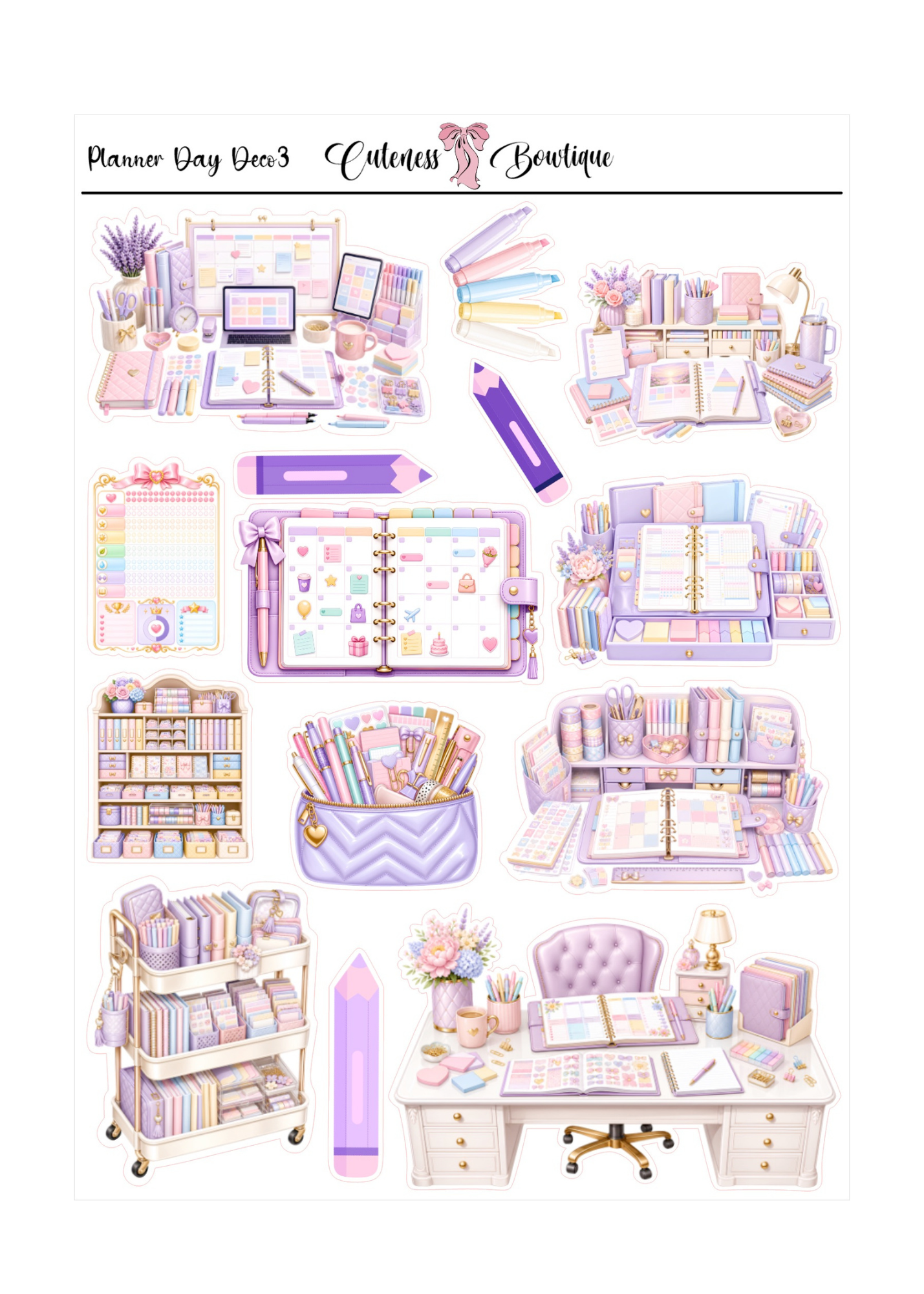 The Cuteness Doll Collection Sticker Sheet | Cuteness Planner Stickers for Agendas, Planners, Notebooks, Dividers | PLANNER DAYS