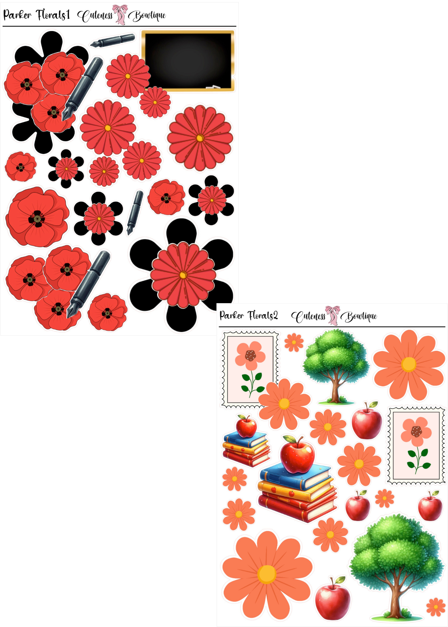 The Cuteness Doll Collection Sticker Sheet | Cuteness Planner Stickers for Agendas, Planners, Notebooks, Dividers | MRS. PARKER (NEW EDITION)