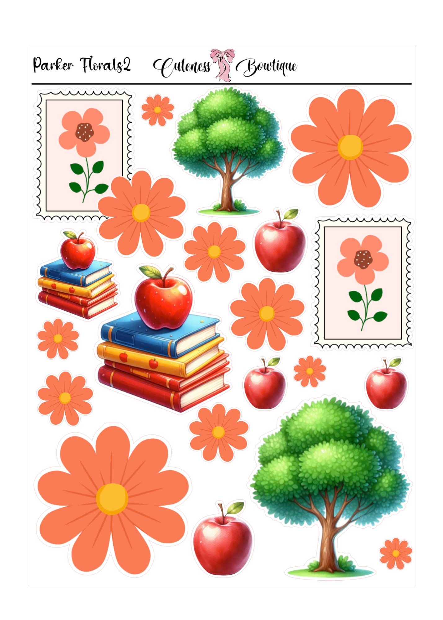 The Cuteness Doll Collection Sticker Sheet | Cuteness Planner Stickers for Agendas, Planners, Notebooks, Dividers | MRS. PARKER (NEW EDITION)
