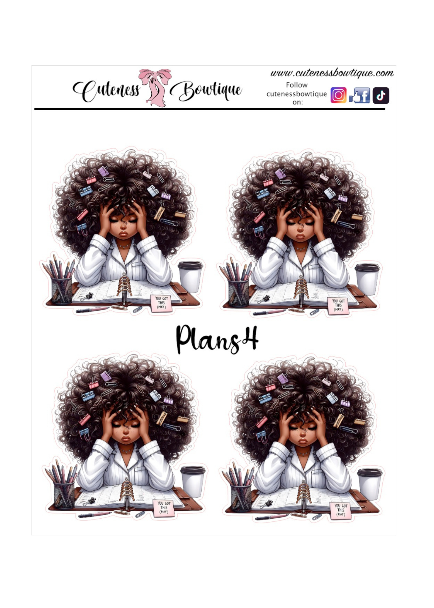 The Cuteness Doll Collection Sticker Sheet | Cuteness Planner Stickers for Agendas, Planners, Notebooks, Dividers | QUIRKY PLANS 1-13