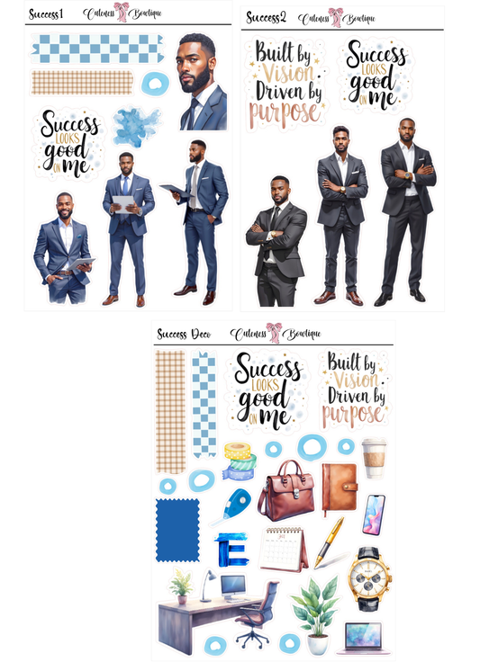 The Cuteness Doll Collection Sticker Sheet | Cuteness Planner Stickers for Agendas, Planners, Notebooks, Dividers | SUCCESS