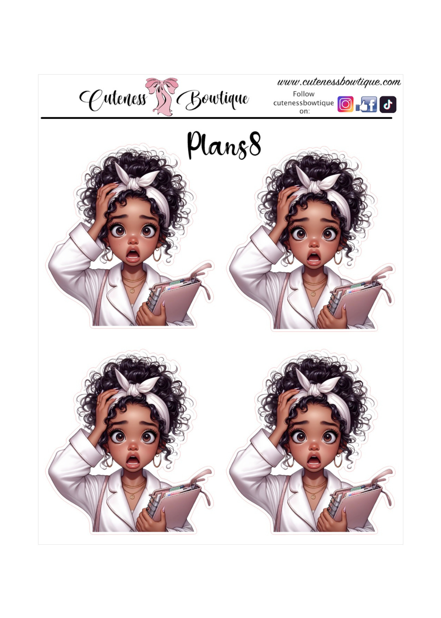 The Cuteness Doll Collection Sticker Sheet | Cuteness Planner Stickers for Agendas, Planners, Notebooks, Dividers | QUIRKY PLANS 1-13