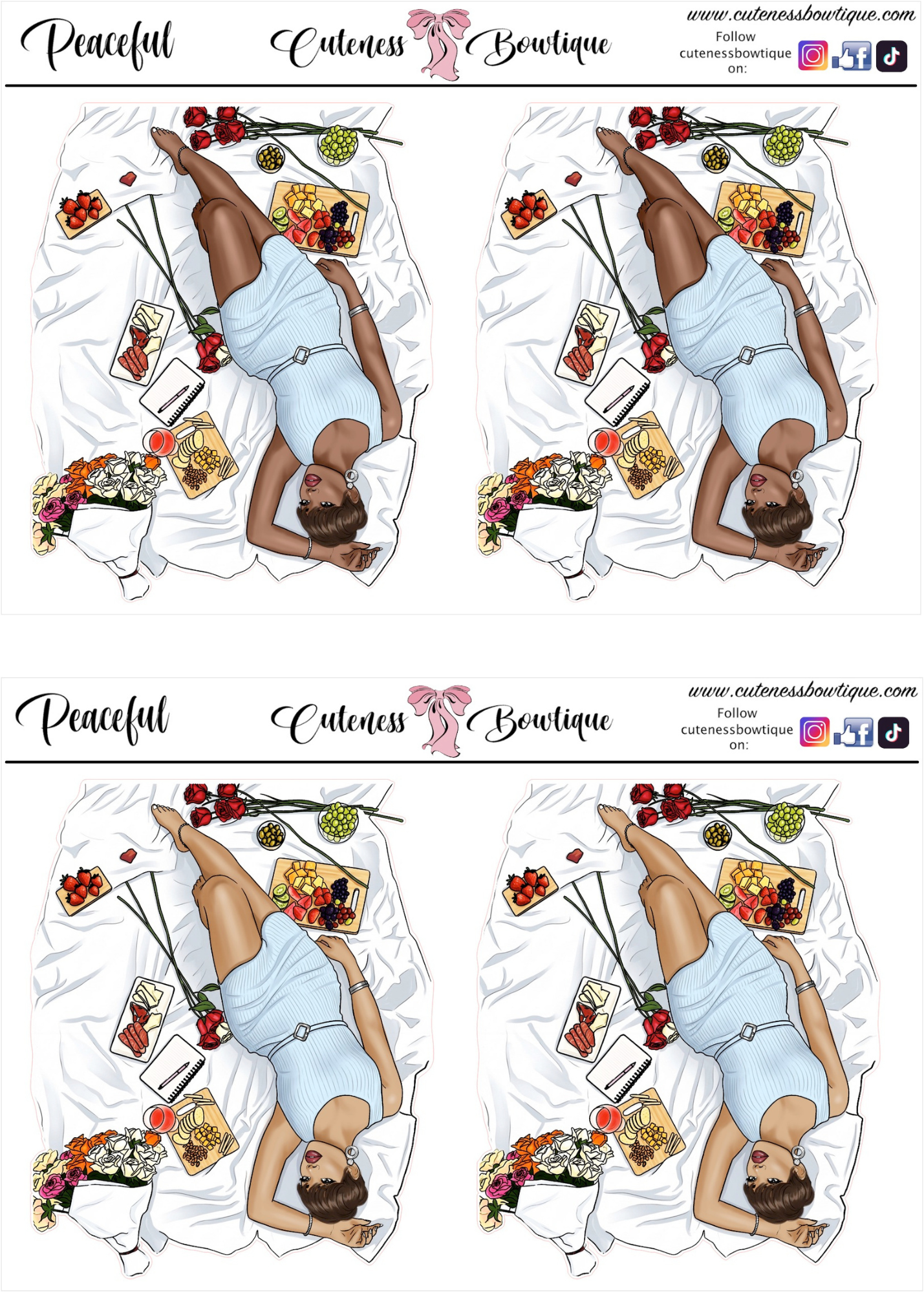 The  CUSTOM Cuteness Doll Collection Sticker Sheet | Cuteness Planner Stickers for Agendas, Planners, Notebooks, Dividers | LAST OF SUMMER