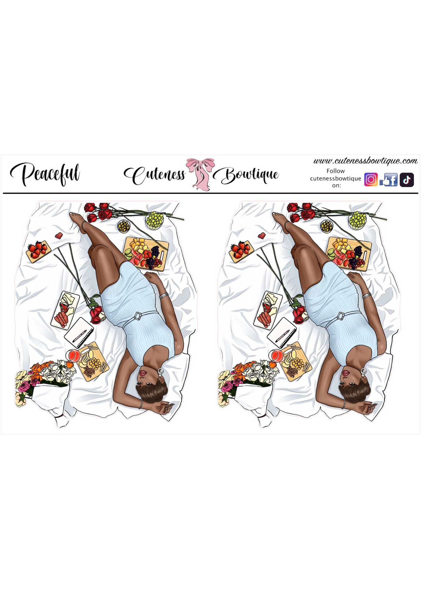 The  CUSTOM Cuteness Doll Collection Sticker Sheet | Cuteness Planner Stickers for Agendas, Planners, Notebooks, Dividers | LAST OF SUMMER