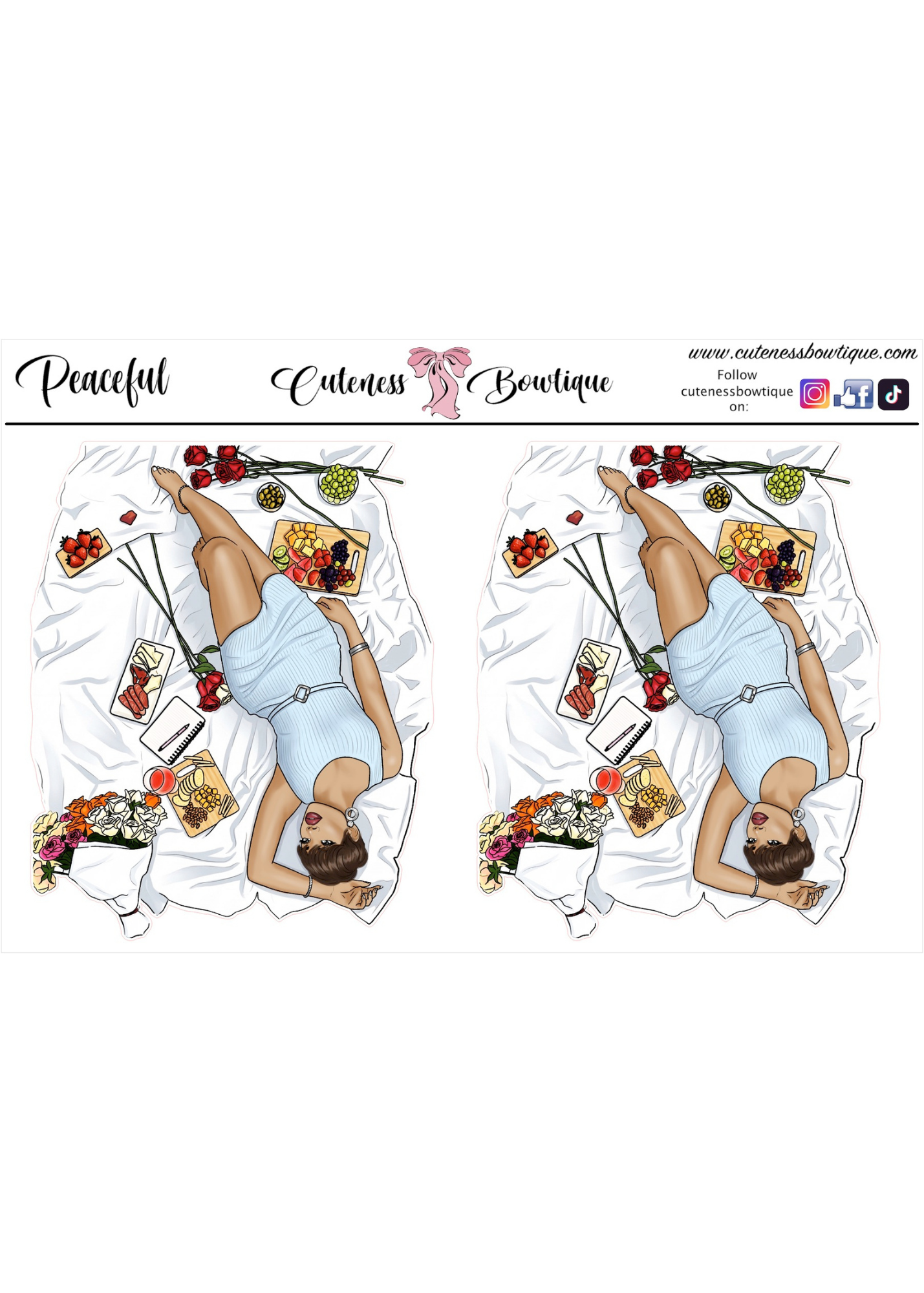 The  CUSTOM Cuteness Doll Collection Sticker Sheet | Cuteness Planner Stickers for Agendas, Planners, Notebooks, Dividers | LAST OF SUMMER