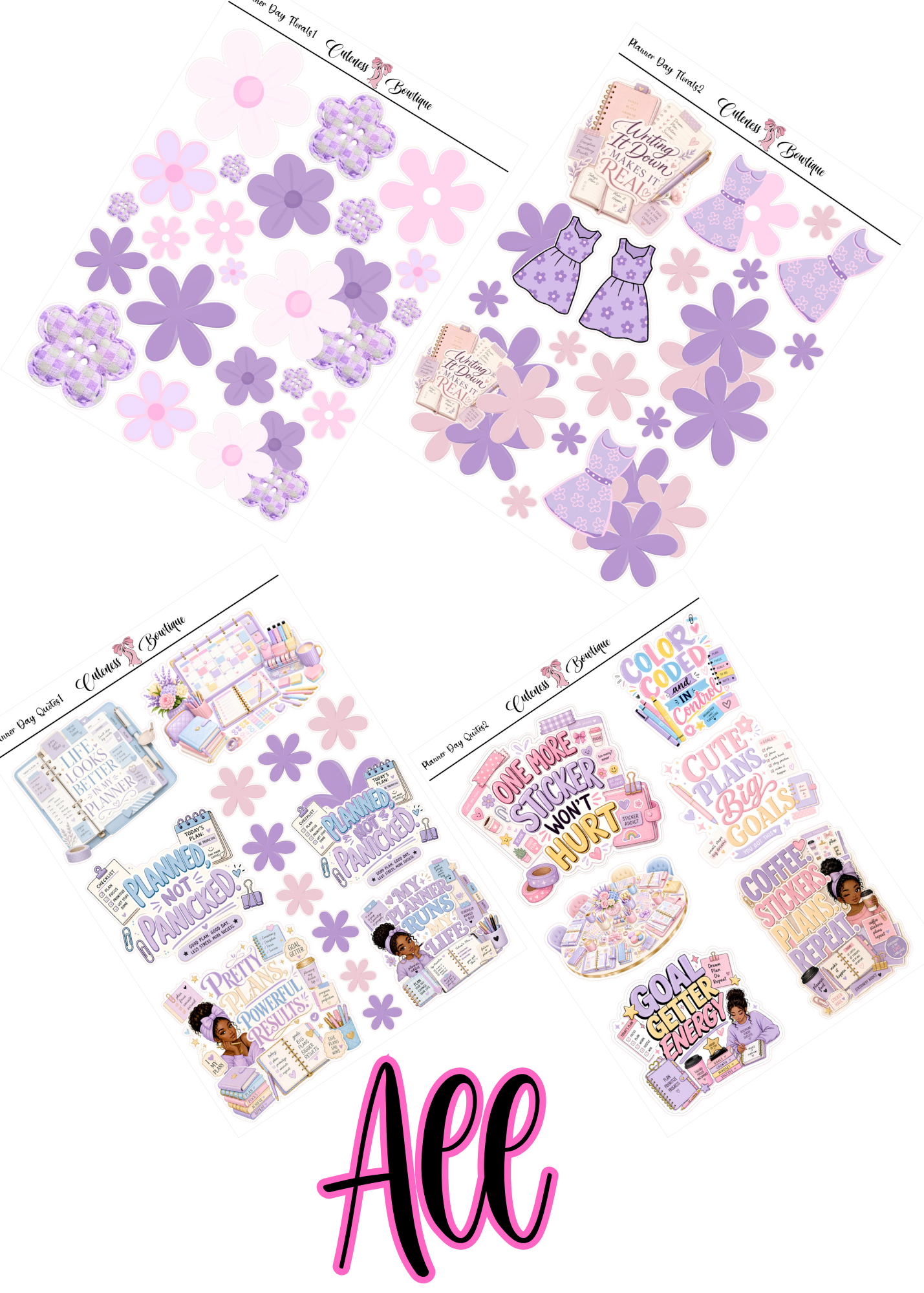The Cuteness Doll Collection Sticker Sheet | Cuteness Planner Stickers for Agendas, Planners, Notebooks, Dividers | PLANNER DAYS