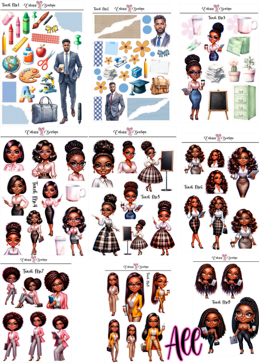 The Cuteness Doll Collection Sticker Sheet | Cuteness Planner Stickers for Agendas, Planners, Notebooks, Dividers | TEACH ME