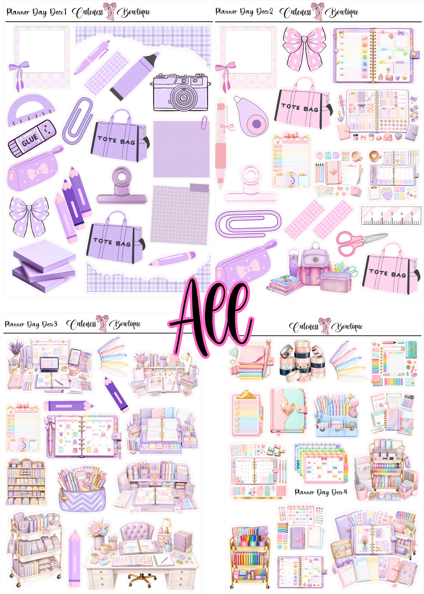 The Cuteness Doll Collection Sticker Sheet | Cuteness Planner Stickers for Agendas, Planners, Notebooks, Dividers | PLANNER DAYS