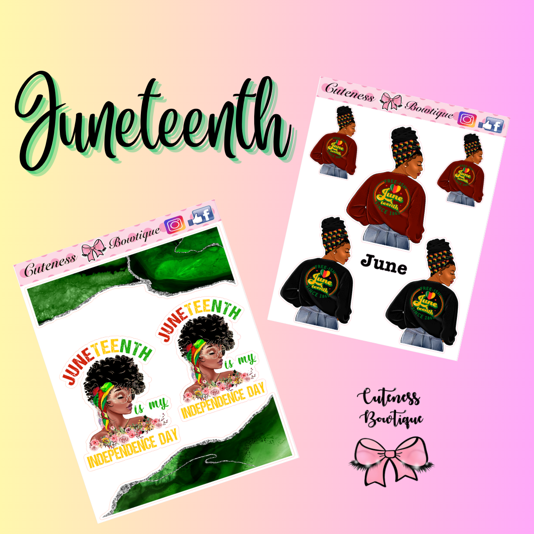 The Cuteness Doll Collection Sticker Sheet | Cuteness Planner Stickers for Agendas, Planners, Notebooks, Dividers | JUNETEENTH