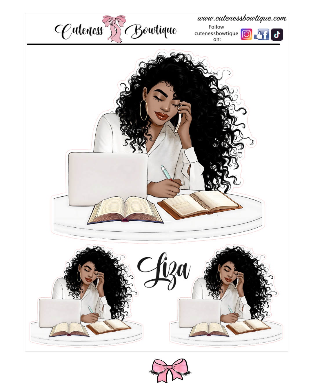 The  CUSTOM Cuteness Doll Collection Sticker Sheet | Cuteness Planner Stickers for Agendas, Planners, Notebooks, Dividers | LIZA