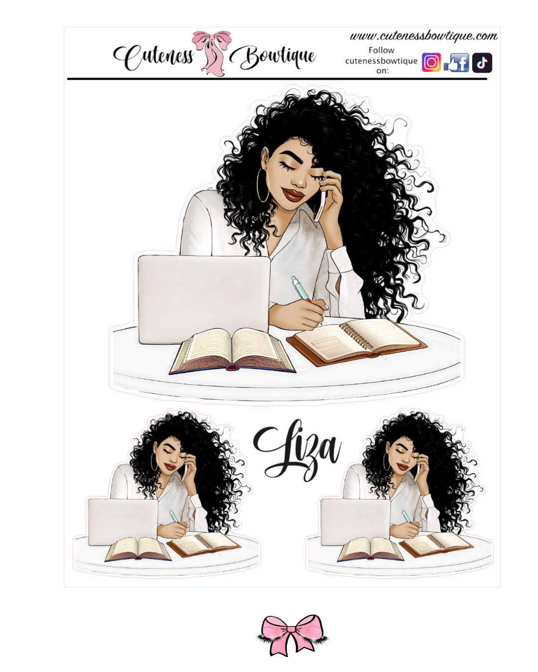 The  CUSTOM Cuteness Doll Collection Sticker Sheet | Cuteness Planner Stickers for Agendas, Planners, Notebooks, Dividers | LIZA