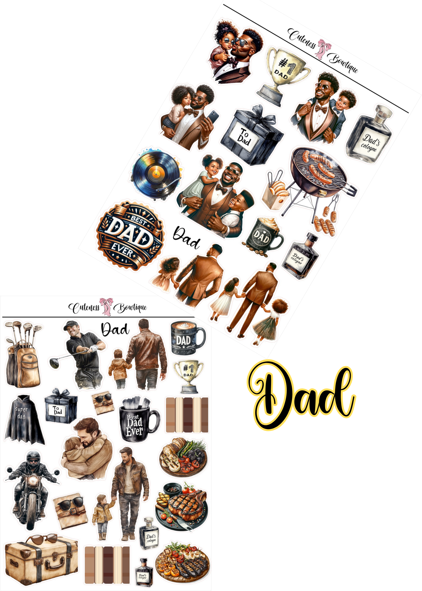 The Cuteness DOLL & Journaling  Sticker Sheet | Cuteness Planner Stickers for Agendas, Planners, Notebooks, Dividers |