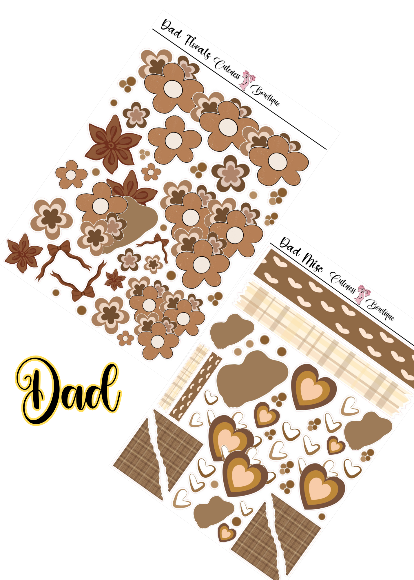 The Cuteness DOLL & Journaling  Sticker Sheet | Cuteness Planner Stickers for Agendas, Planners, Notebooks, Dividers |