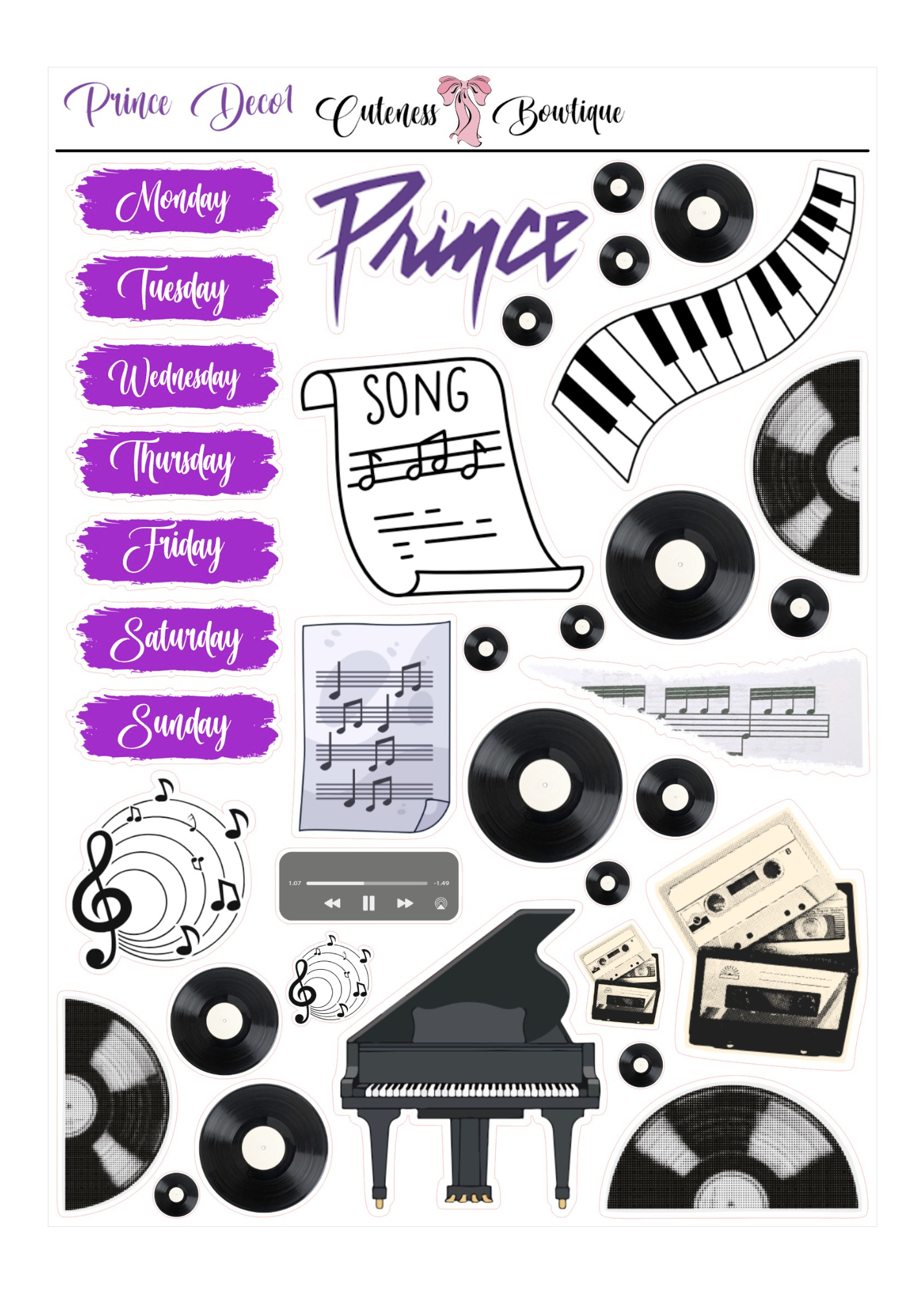 The Cuteness CUSTOM DOLLS & Journaling Sticker Sheet | Cuteness Planner Stickers for Agendas, Planners, Notebooks, Dividers |