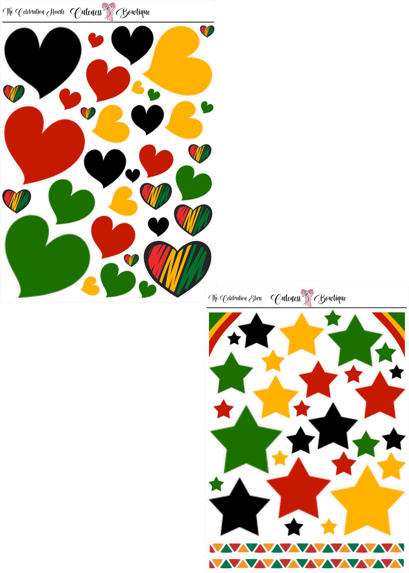 The Cuteness Journaling  Sticker Sheet | Cuteness Planner Stickers for Agendas, Planners, Notebooks, Dividers | CELEBRATION (JUNETEENTH2026)