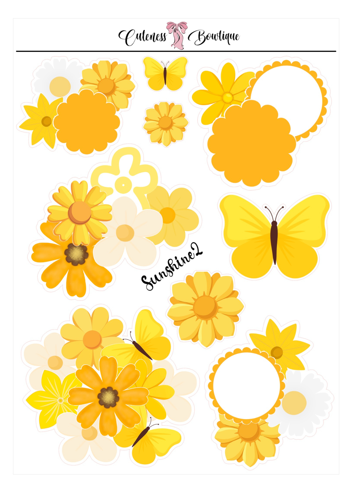 The Deco Elements Collection Sticker Sheet | Cuteness Planner Stickers for Agendas, Planners, Notebooks, Dividers | SUNSHINE