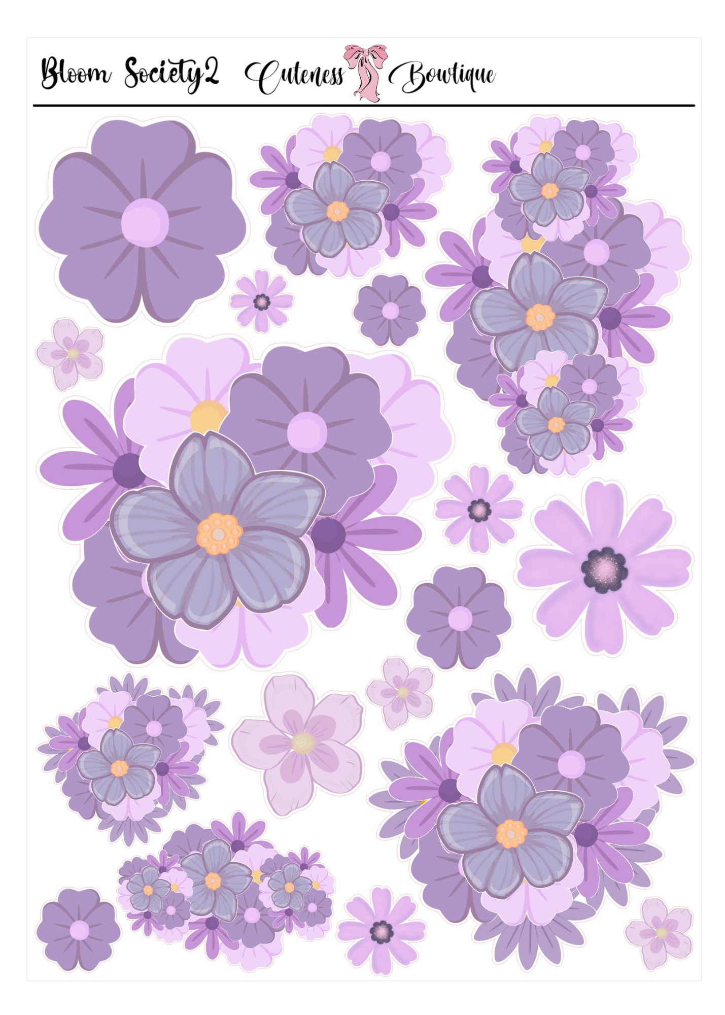 The Cuteness Journaling  Sticker Sheet | Cuteness Planner Stickers for Agendas, Planners, Notebooks, Dividers | BLOOM SOCIETY