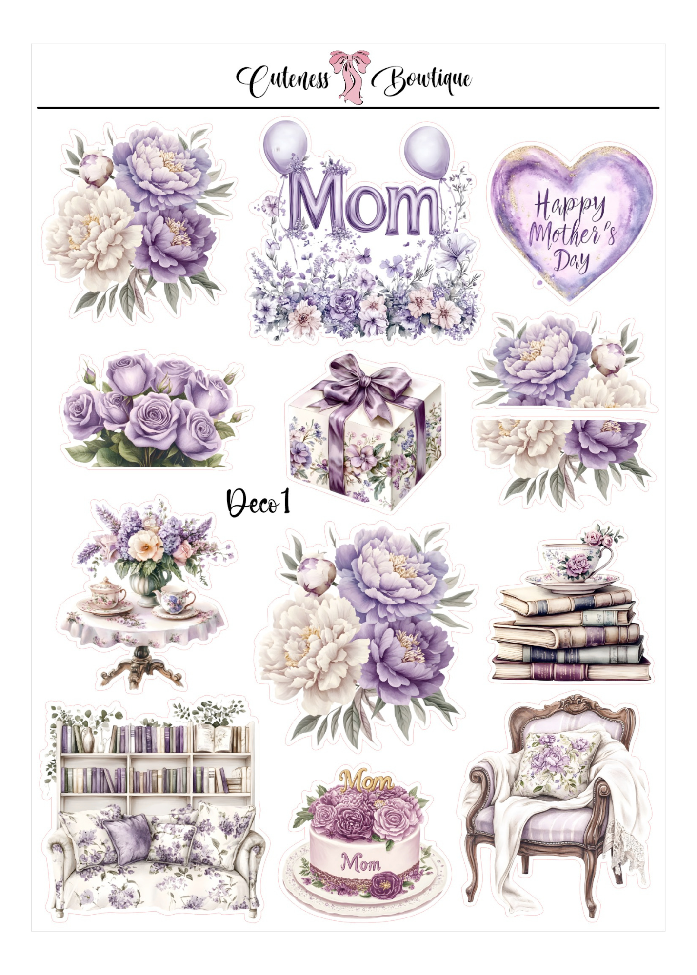 The Cuteness Doll Collection Sticker Sheet | Cuteness Planner Stickers for Agendas, Planners, Notebooks, Dividers | MOTHER