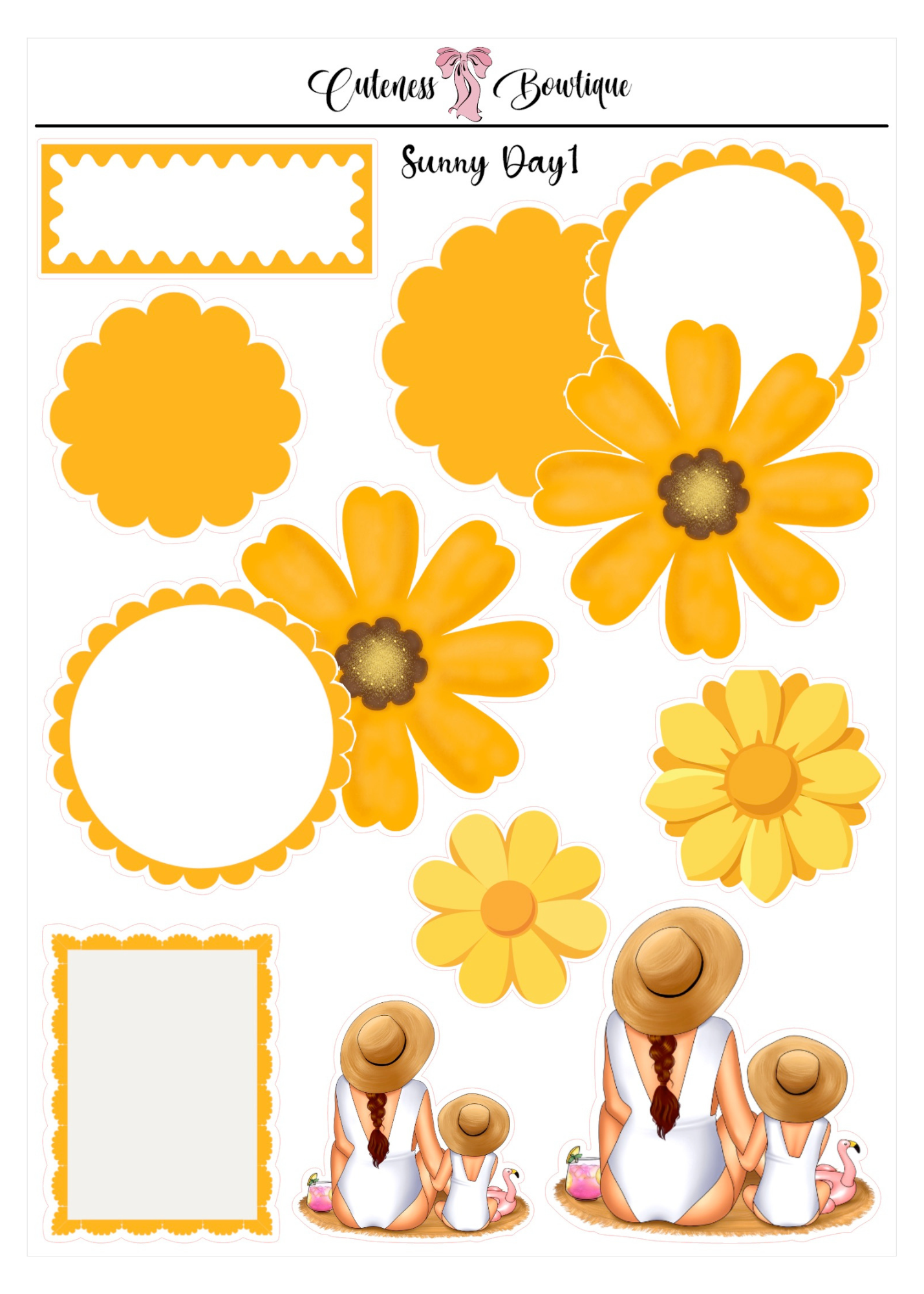 The Deco Elements Collection Sticker Sheet | Cuteness Planner Stickers for Agendas, Planners, Notebooks, Dividers | SUNNY DAYS