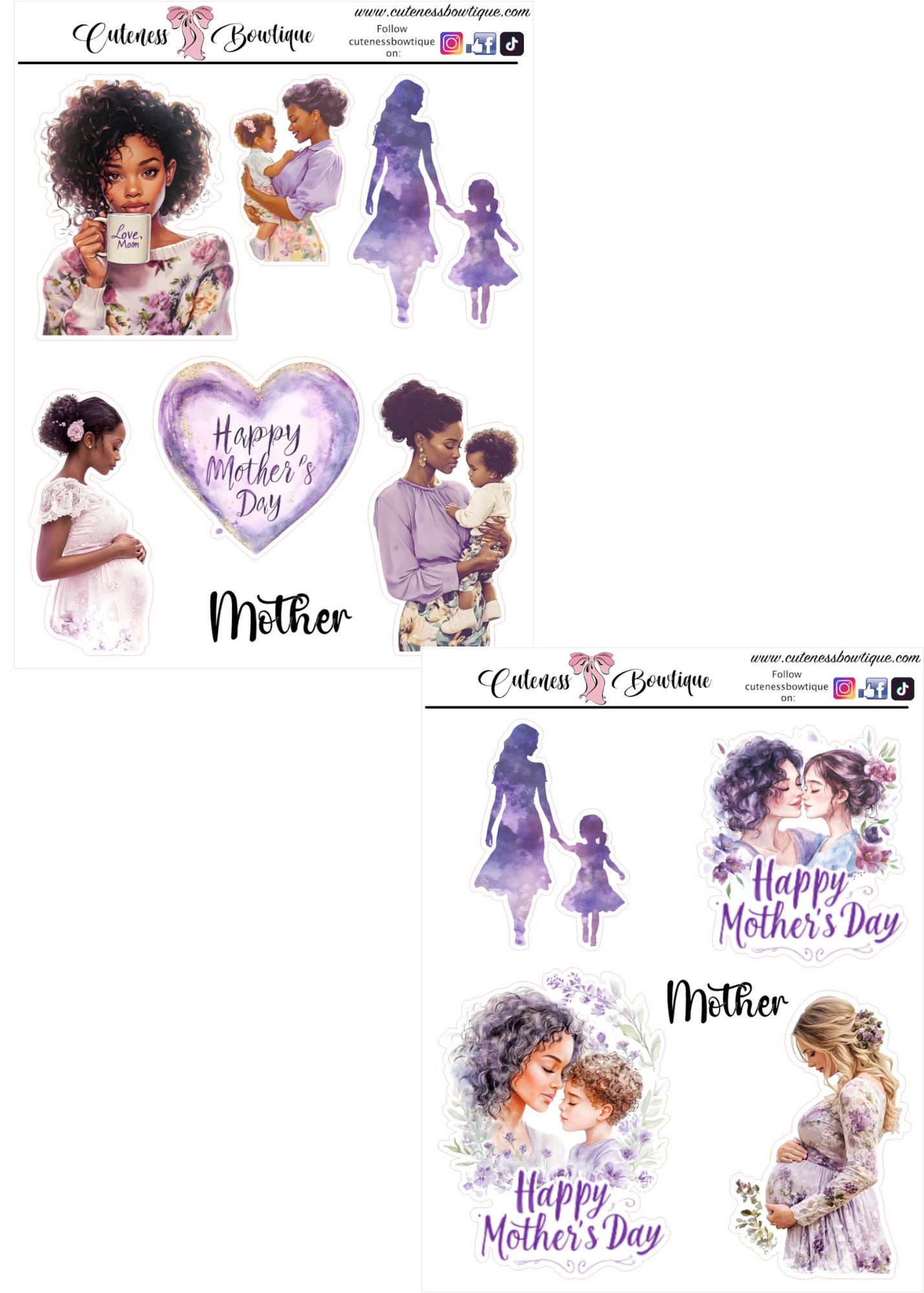 The Cuteness Doll Collection Sticker Sheet | Cuteness Planner Stickers for Agendas, Planners, Notebooks, Dividers | MOTHER