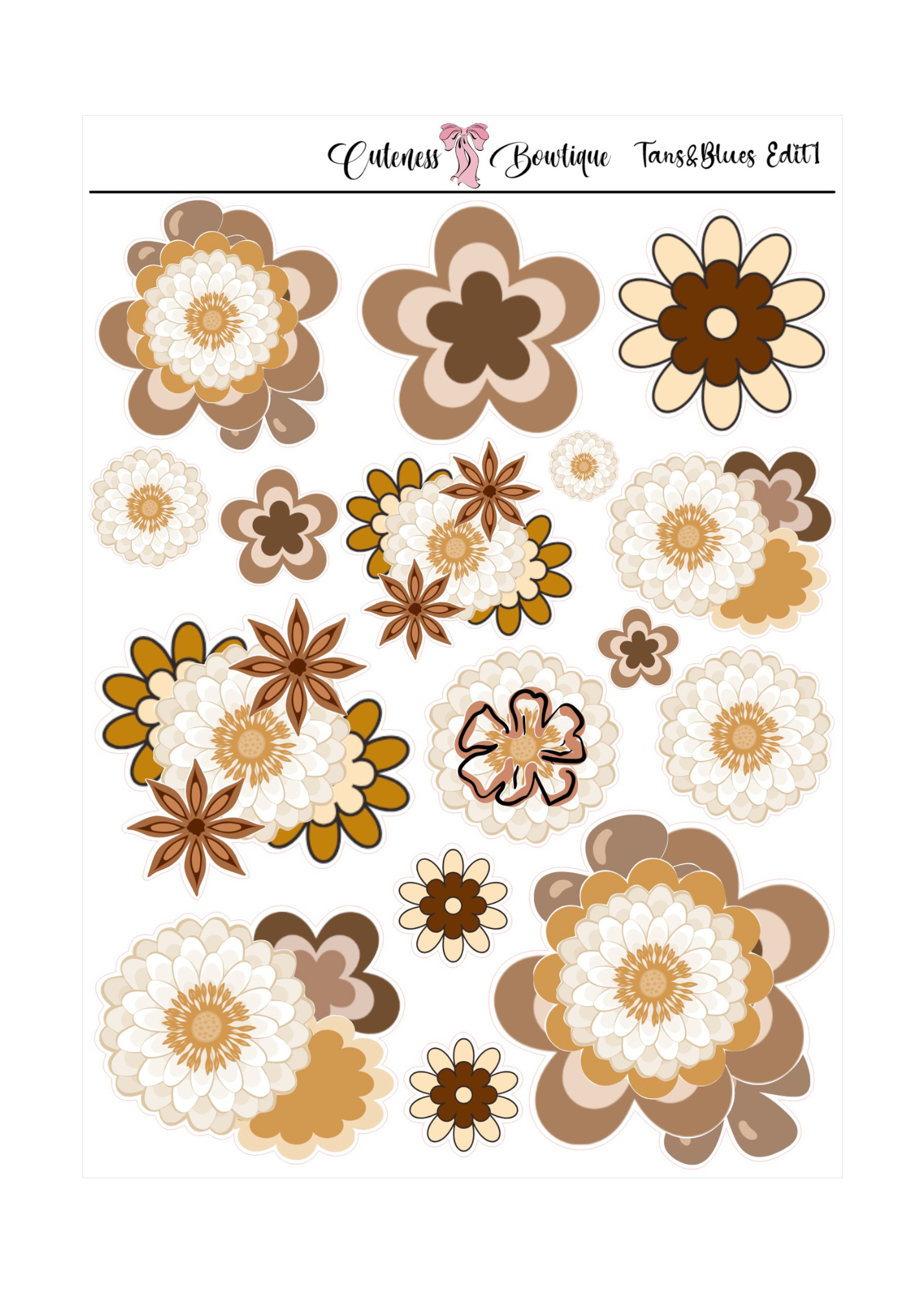 The Cuteness Journaling  Sticker Sheet | Cuteness Planner Stickers for Agendas, Planners, Notebooks, Dividers | BLOOMING SEASON EDIT