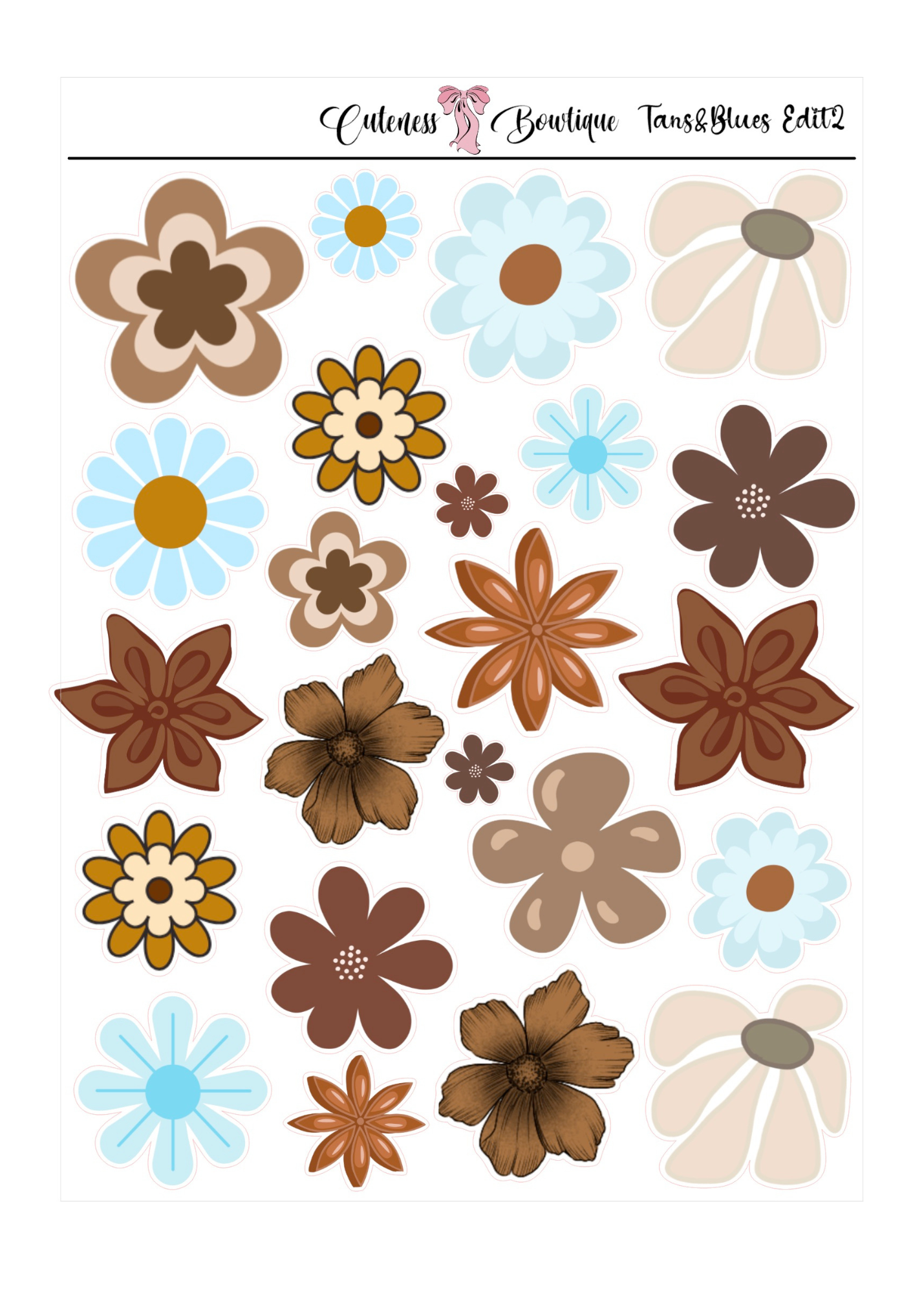 The Cuteness Journaling  Sticker Sheet | Cuteness Planner Stickers for Agendas, Planners, Notebooks, Dividers | BLOOMING SEASON EDIT