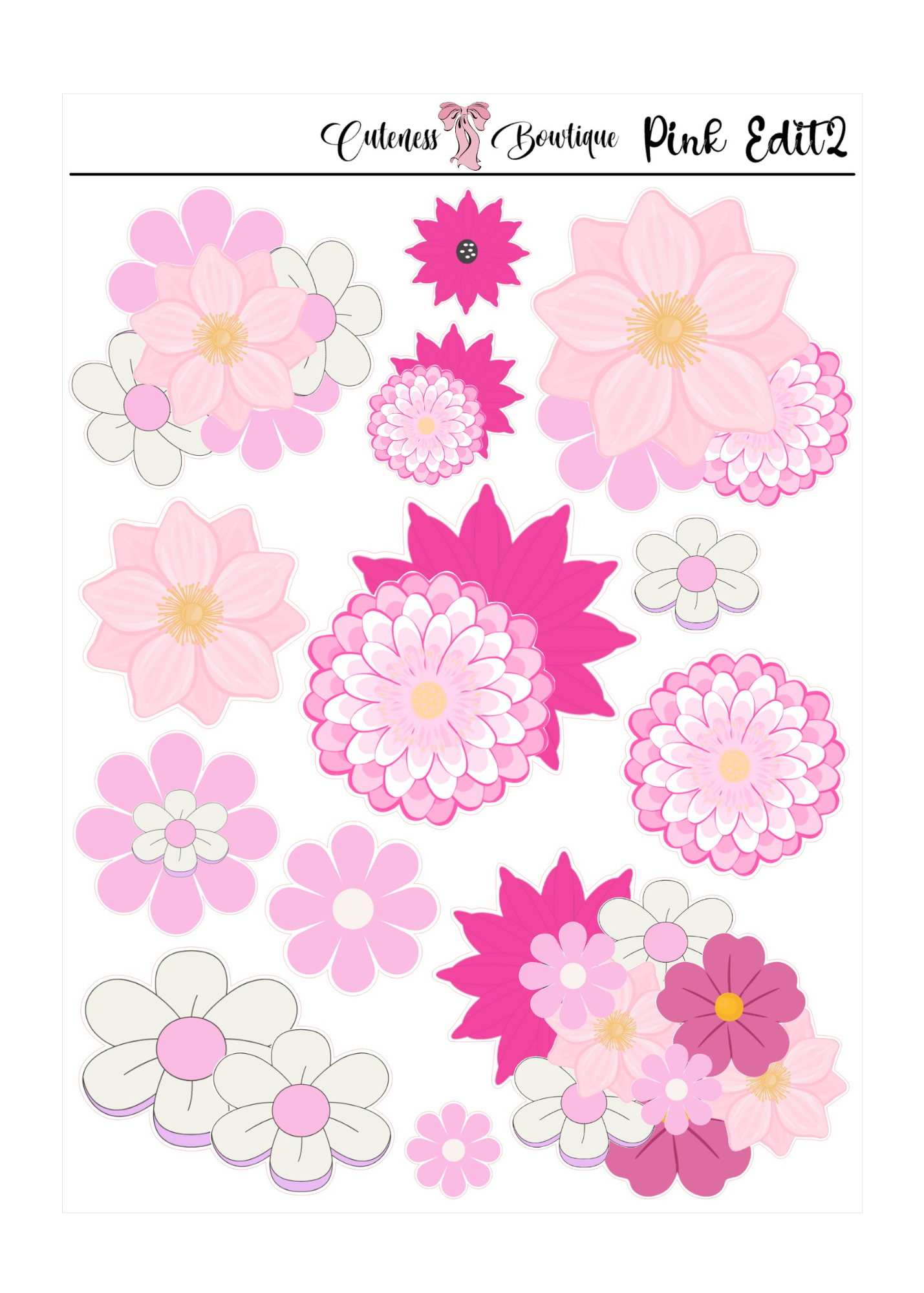 The Cuteness Journaling  Sticker Sheet | Cuteness Planner Stickers for Agendas, Planners, Notebooks, Dividers | BLOOMING SEASON EDIT