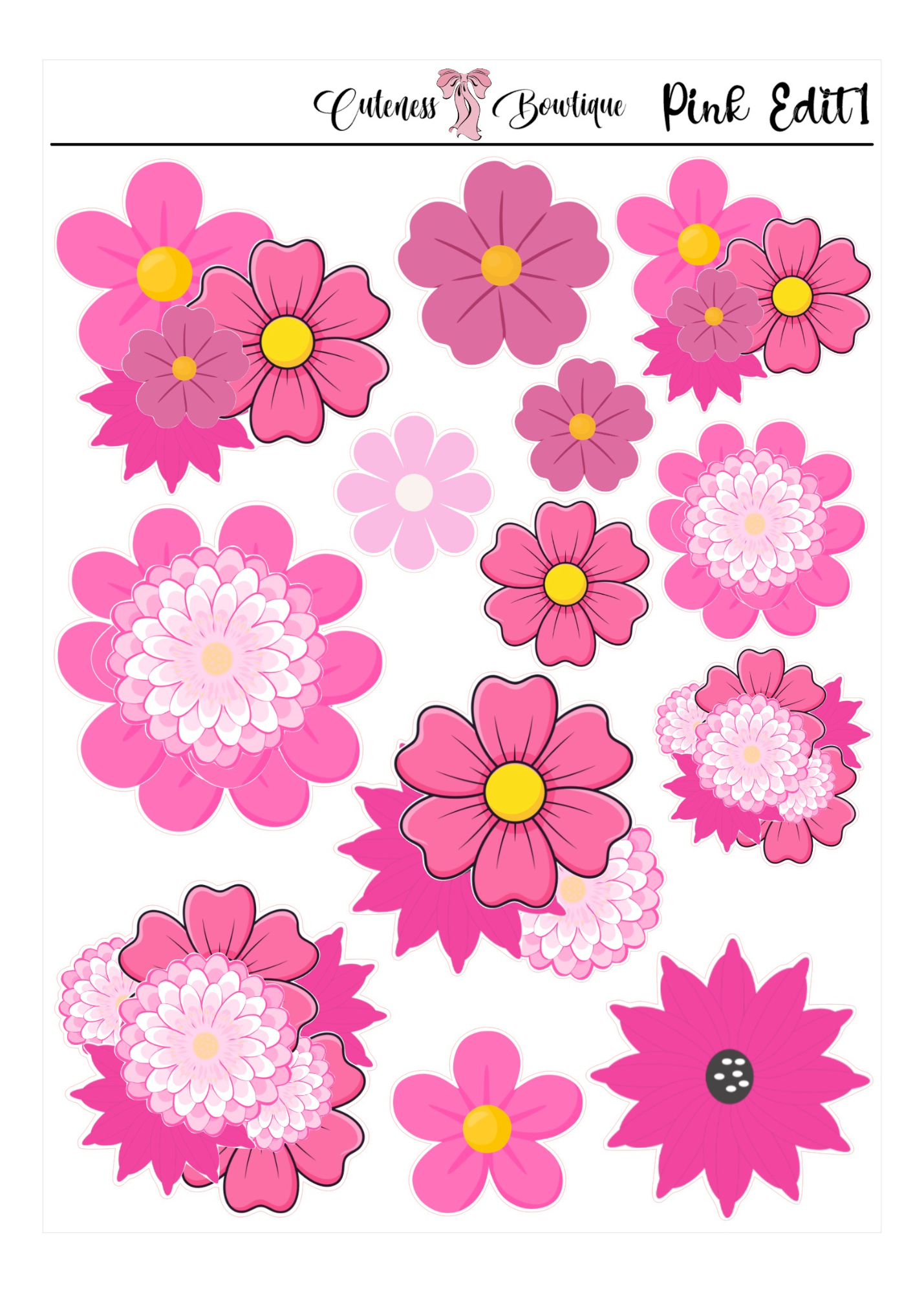 The Cuteness Journaling  Sticker Sheet | Cuteness Planner Stickers for Agendas, Planners, Notebooks, Dividers | BLOOMING SEASON EDIT