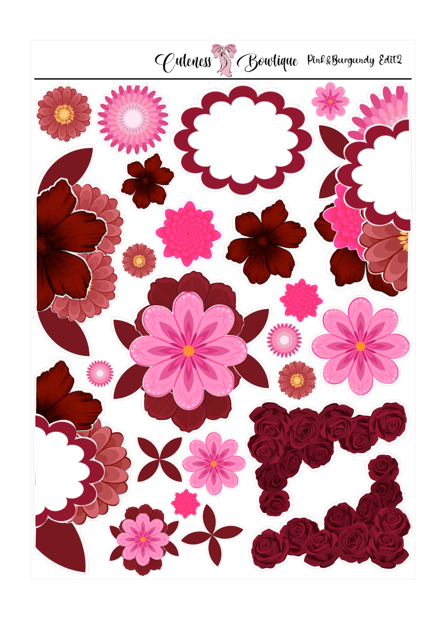 The Cuteness Journaling  Sticker Sheet | Cuteness Planner Stickers for Agendas, Planners, Notebooks, Dividers | BLOOMING SEASON EDIT