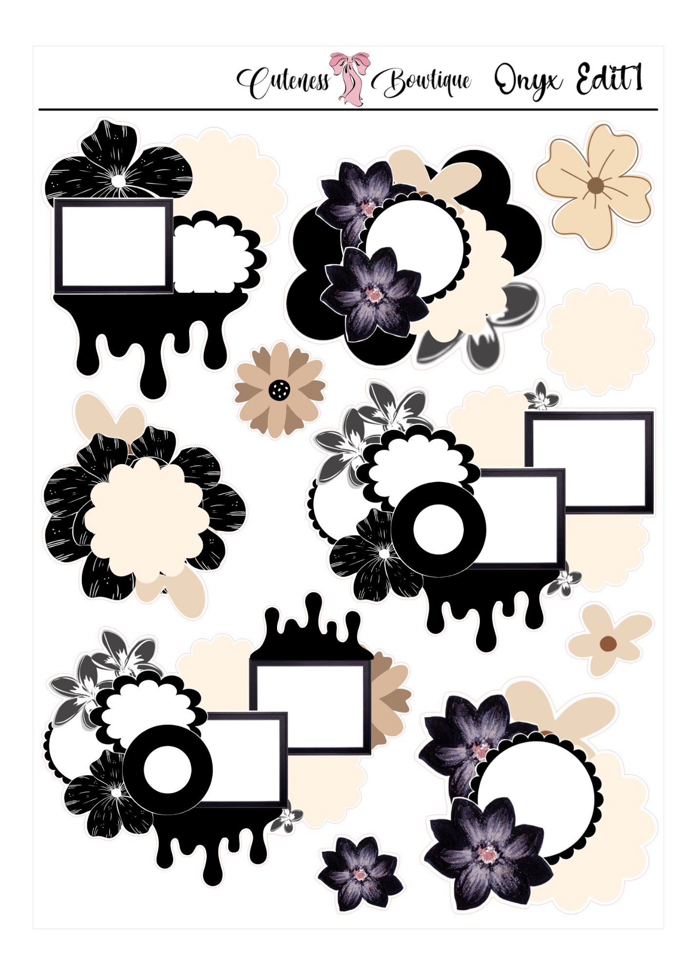 The Cuteness Journaling  Sticker Sheet | Cuteness Planner Stickers for Agendas, Planners, Notebooks, Dividers | BLOOMING SEASON EDIT