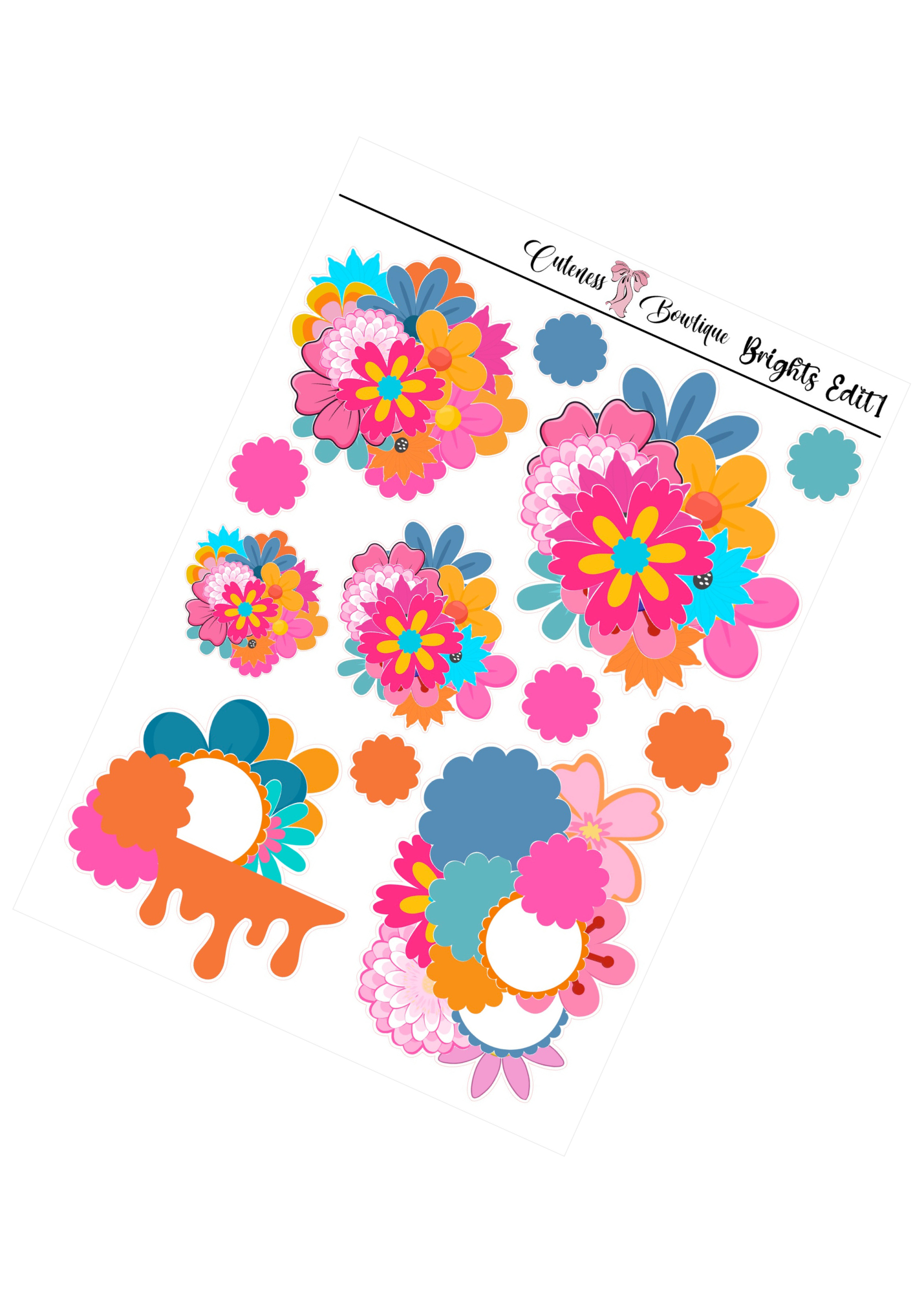The Cuteness Journaling  Sticker Sheet | Cuteness Planner Stickers for Agendas, Planners, Notebooks, Dividers | BLOOMING SEASON EDIT