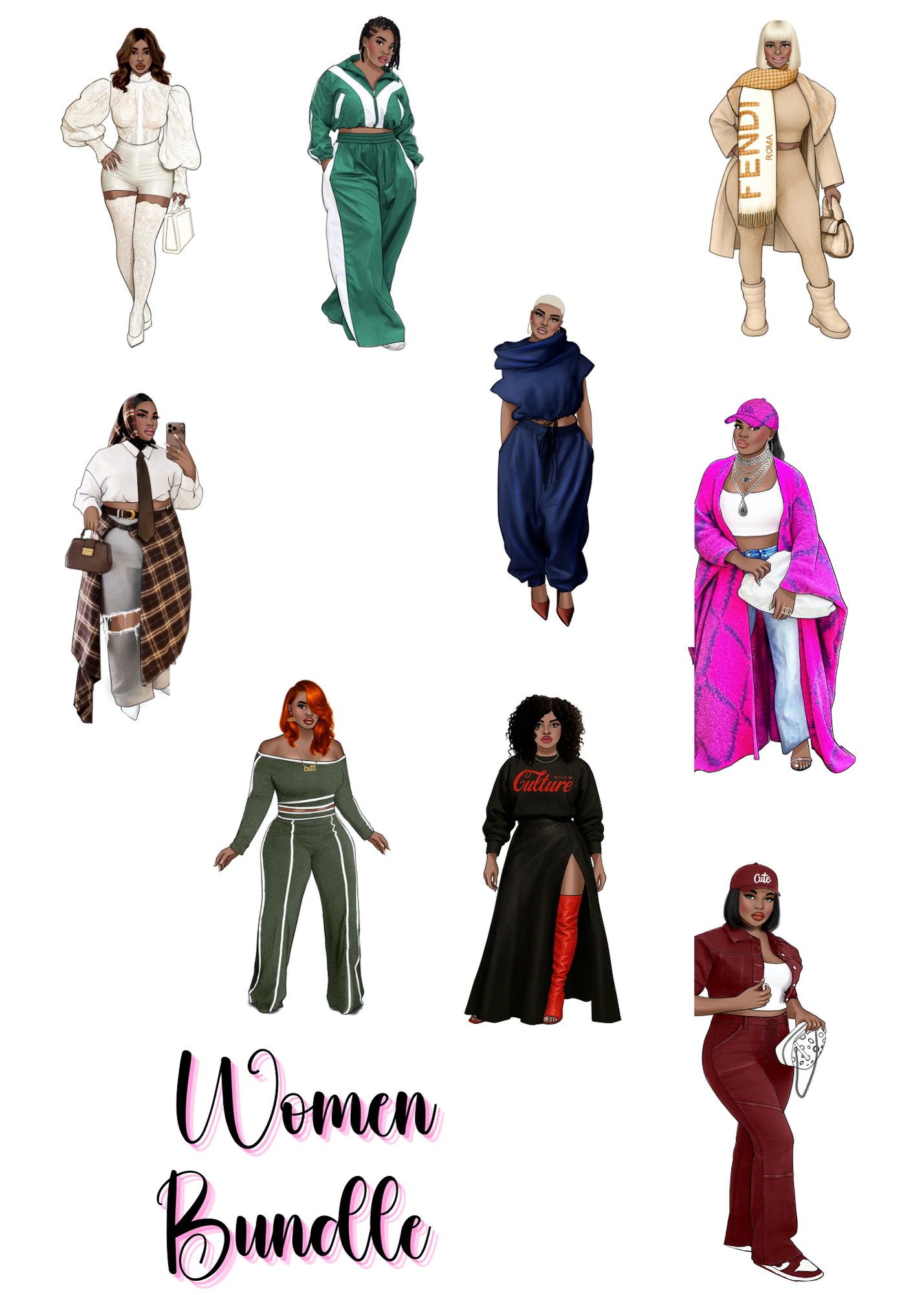 The  CUSTOM Cuteness Doll Collection Sticker Sheet | CHEYENNE, SAPPHIRE, LEXIE, FAITH, MISTY, JONELLE, PAYTON, ZARA, TARANA