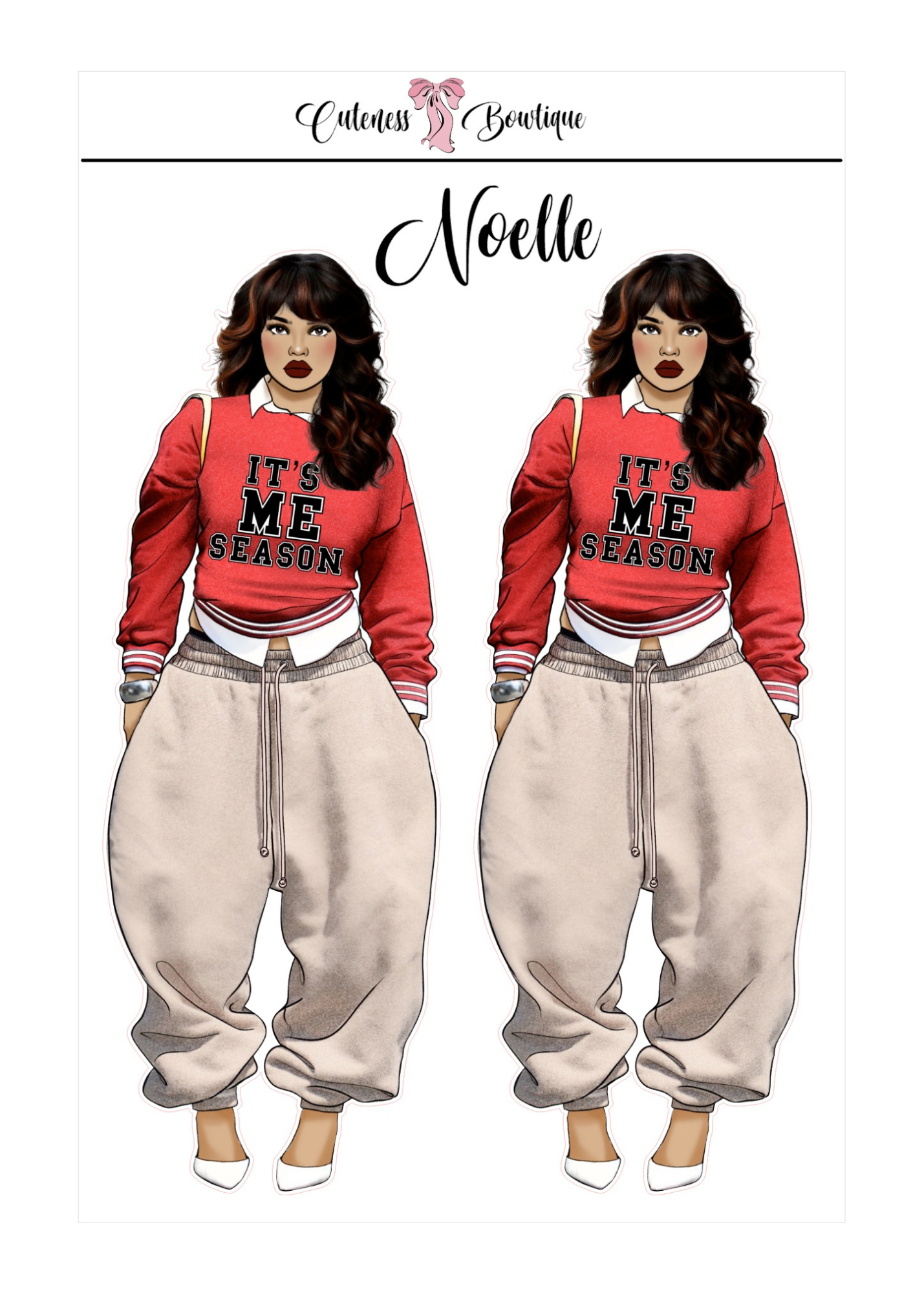 The  CUSTOM Cuteness Doll Collection Sticker Sheet | Cuteness Planner Stickers for Agendas, Planners, Notebooks, Dividers | DANNY, BLISSFUL, KIRK, NAOMI, NOELLE, XENA, TUCKER, NOVA