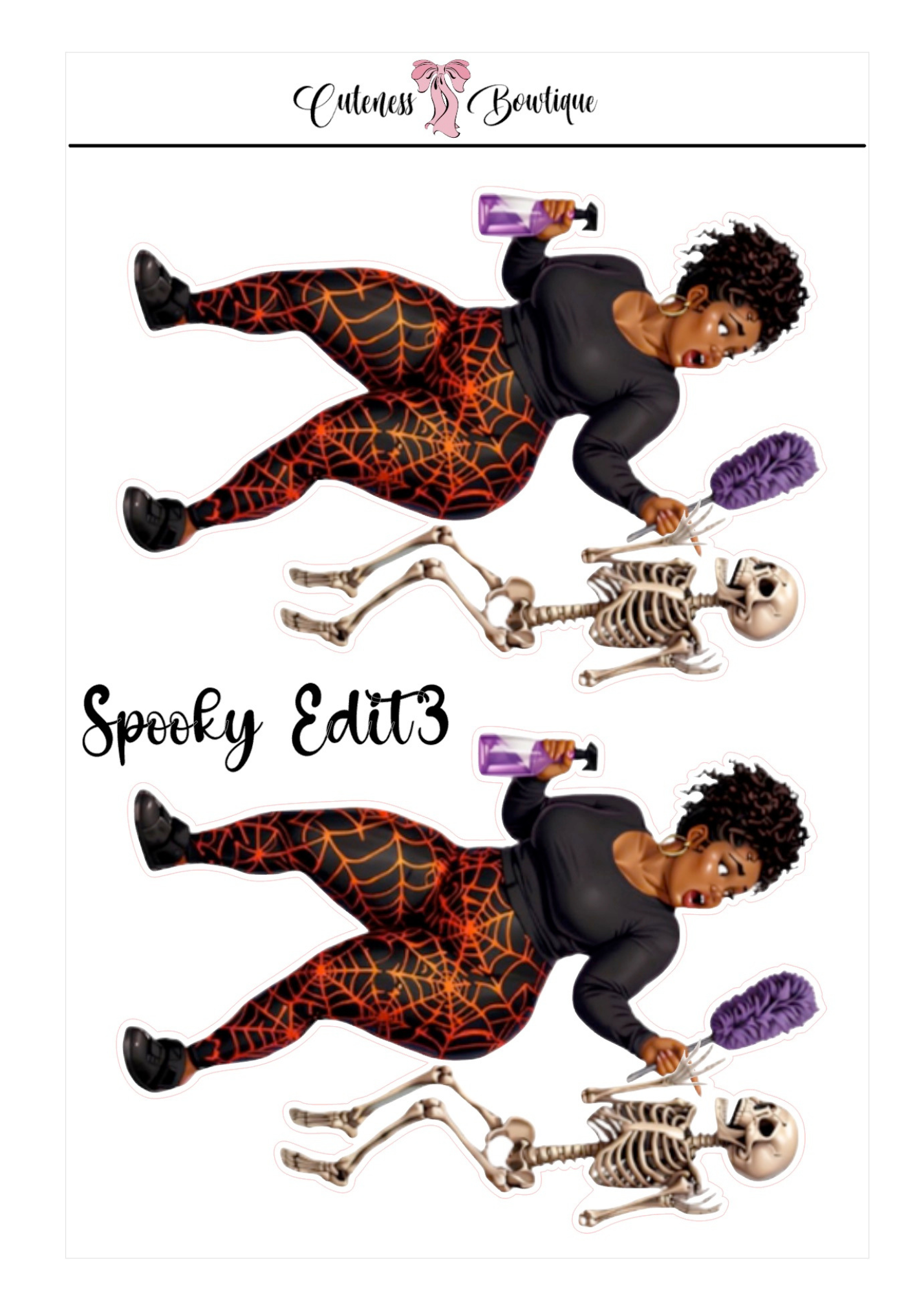 The Cuteness Doll Collection Sticker Sheet | Cuteness Planner Stickers for Agendas, Planners, Notebooks, Dividers |  SPOOKY EDIT