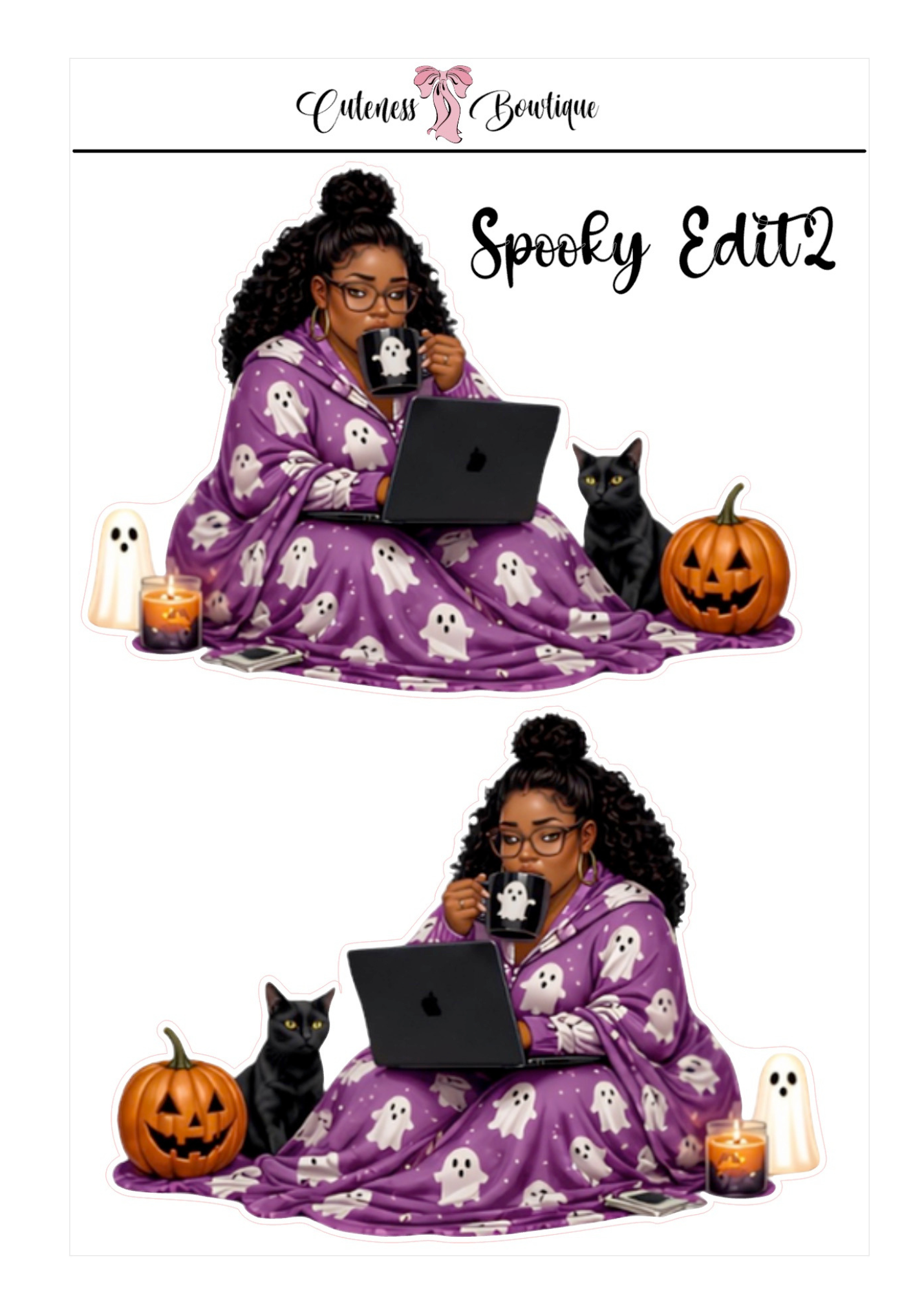 The Cuteness Doll Collection Sticker Sheet | Cuteness Planner Stickers for Agendas, Planners, Notebooks, Dividers |  SPOOKY EDIT