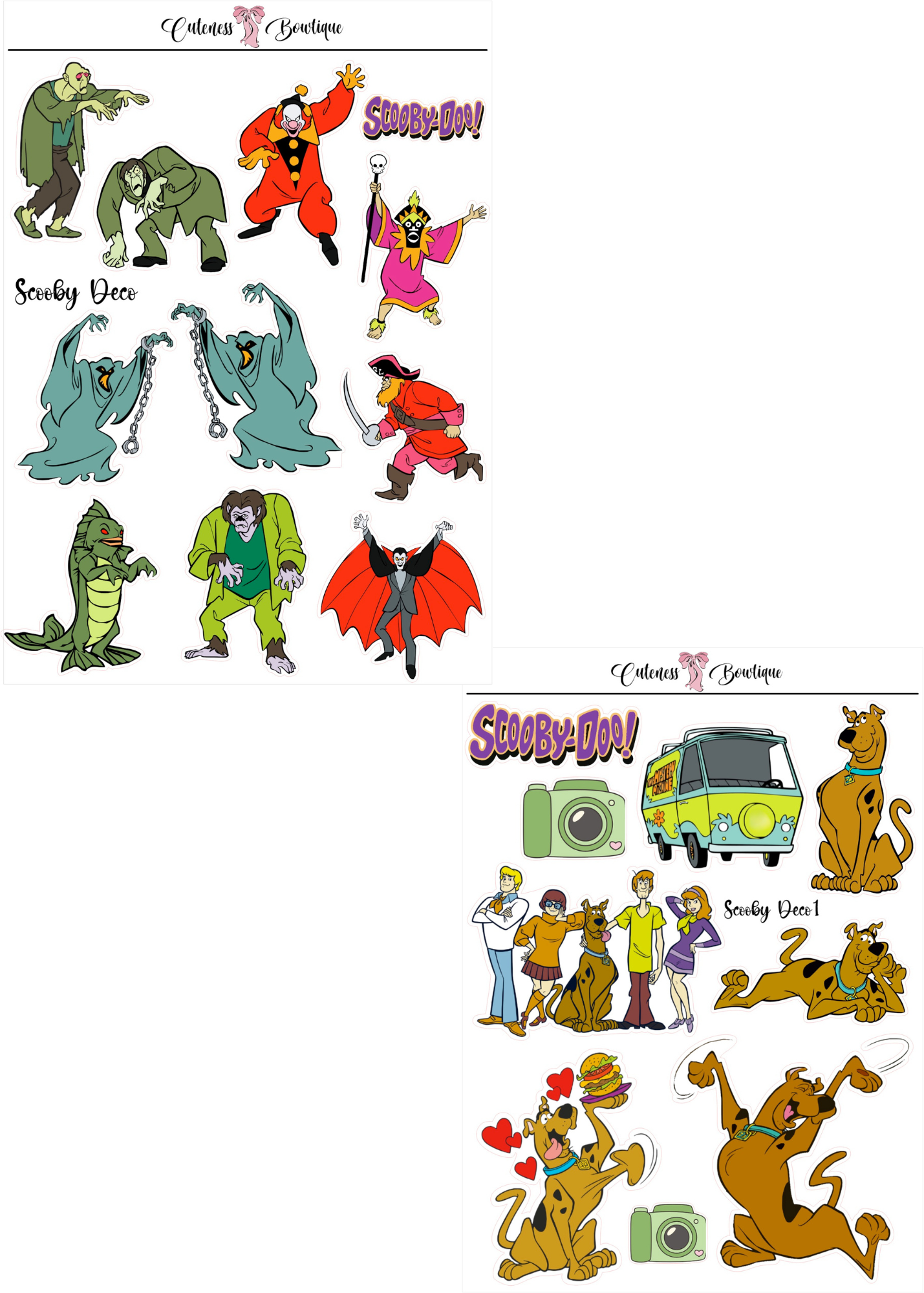 The Cuteness Journaling  Sticker Sheet | Cuteness Planner Stickers for Agendas, Planners, Notebooks, Dividers | SCOOBY