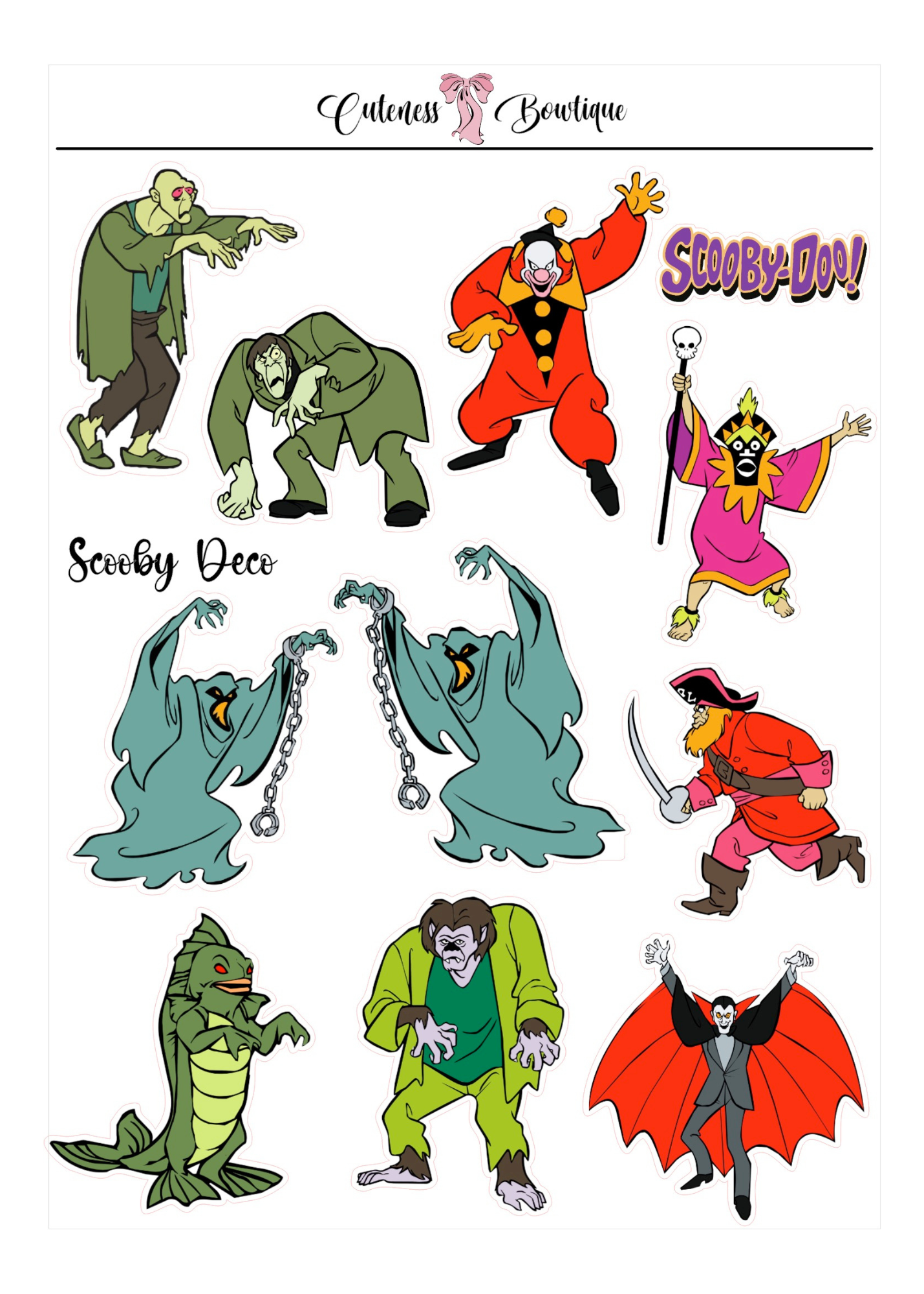 The Cuteness Journaling  Sticker Sheet | Cuteness Planner Stickers for Agendas, Planners, Notebooks, Dividers | SCOOBY