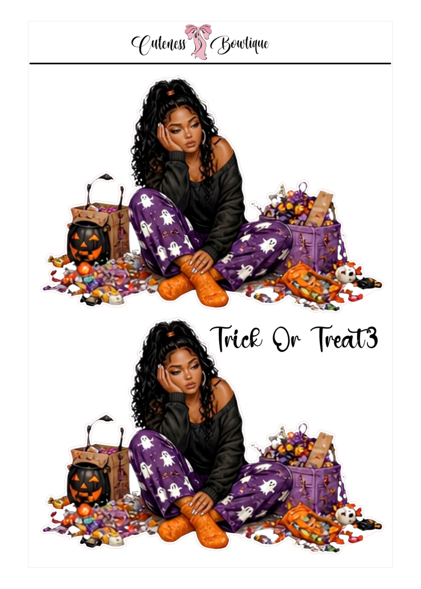 The Cuteness Doll Collection Sticker Sheet | Cuteness Planner Stickers for Agendas, Planners, Notebooks, Dividers | TRICK OR TREAT