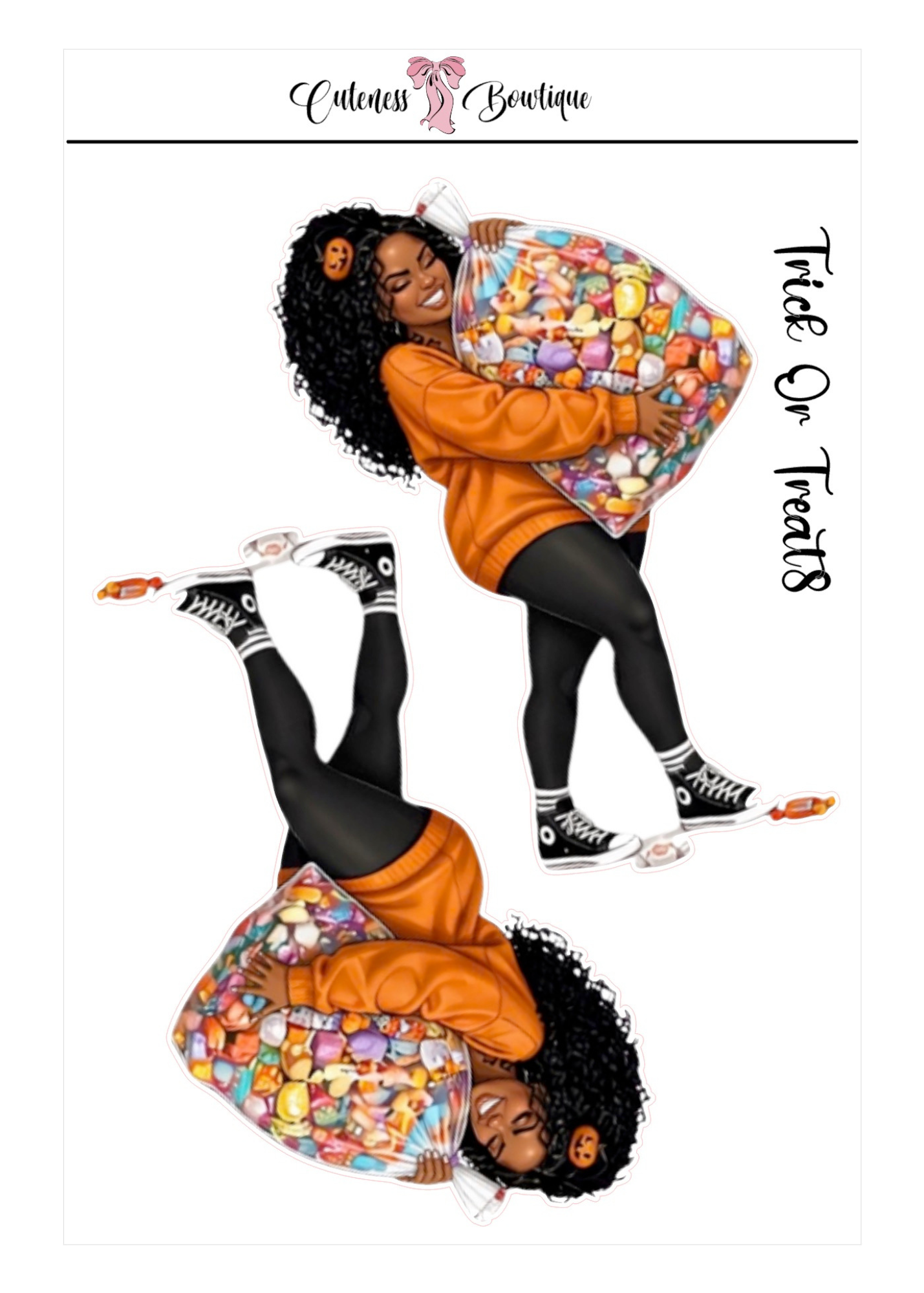The Cuteness Doll Collection Sticker Sheet | Cuteness Planner Stickers for Agendas, Planners, Notebooks, Dividers | TRICK OR TREAT