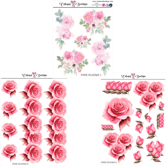The Cuteness Journaling  Sticker Sheet | Cuteness Planner Stickers for Agendas, Planners, Notebooks, Dividers | PINK BLOOMS