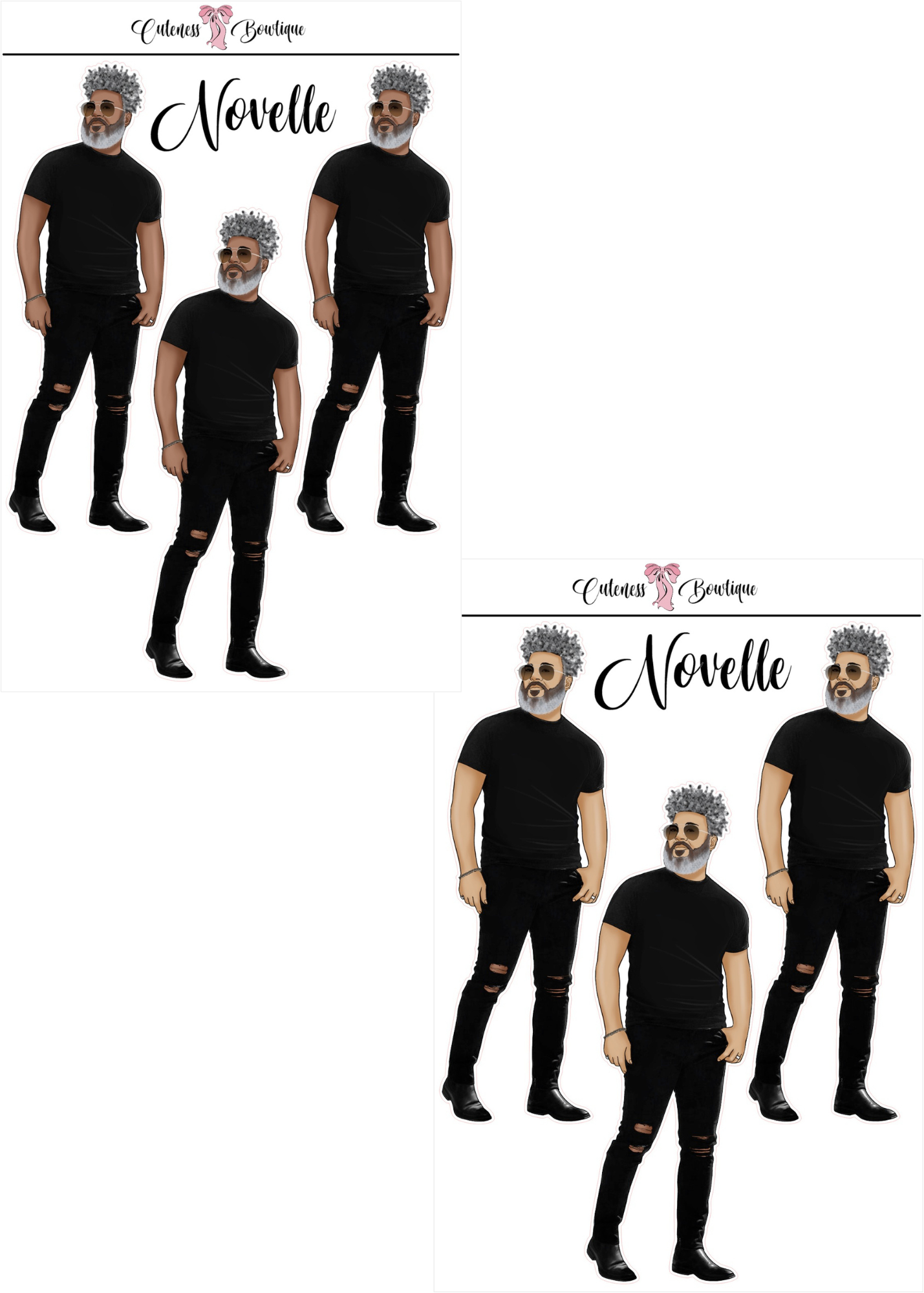 The  CUSTOM Cuteness Doll Collection Sticker Sheet | Cuteness Planner Stickers for Agendas, Planners, Notebooks, Dividers | REFINED COLLECTION