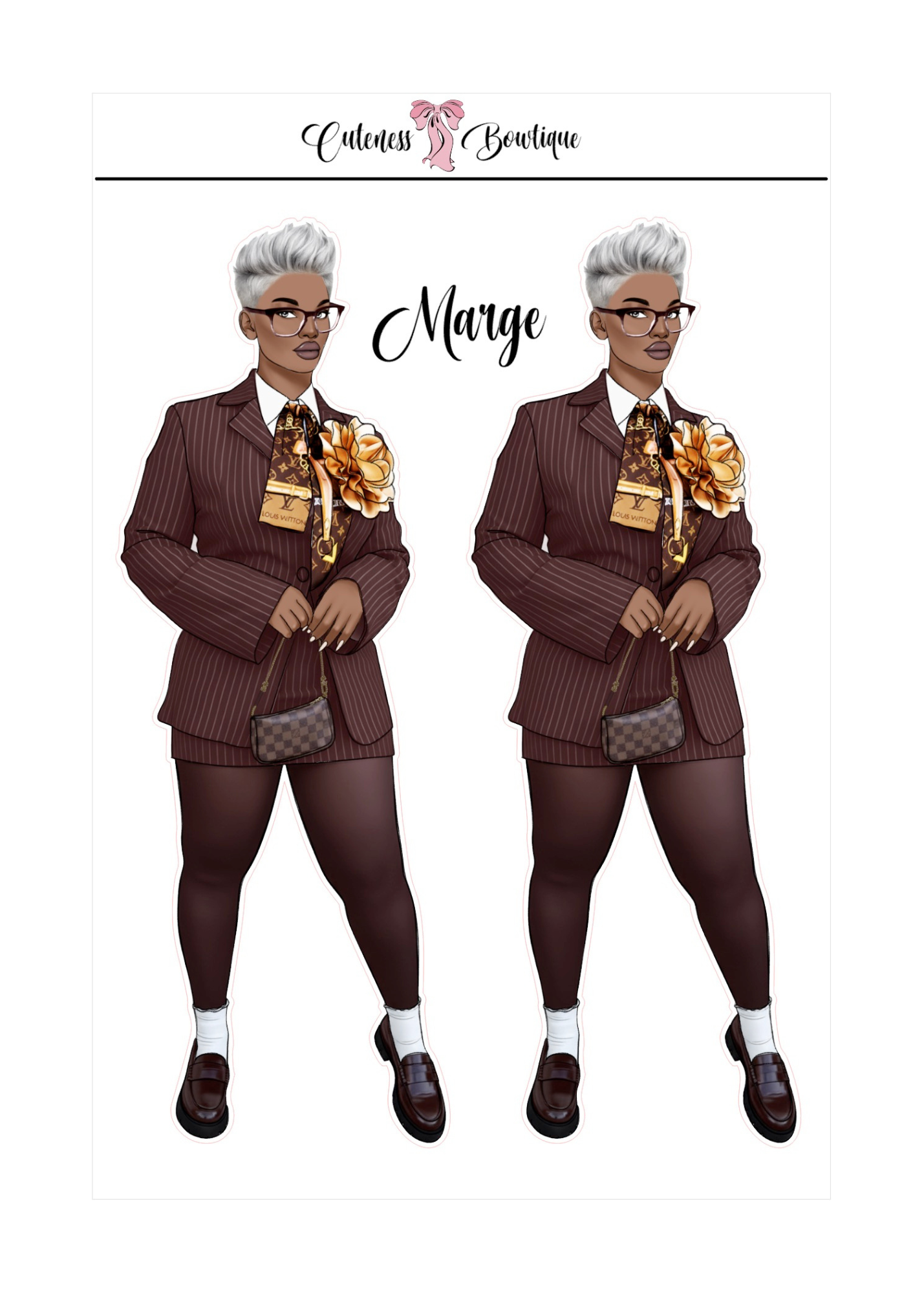 The  CUSTOM Cuteness Doll Collection Sticker Sheet | Cuteness Planner Stickers for Agendas, Planners, Notebooks, Dividers | REFINED COLLECTION